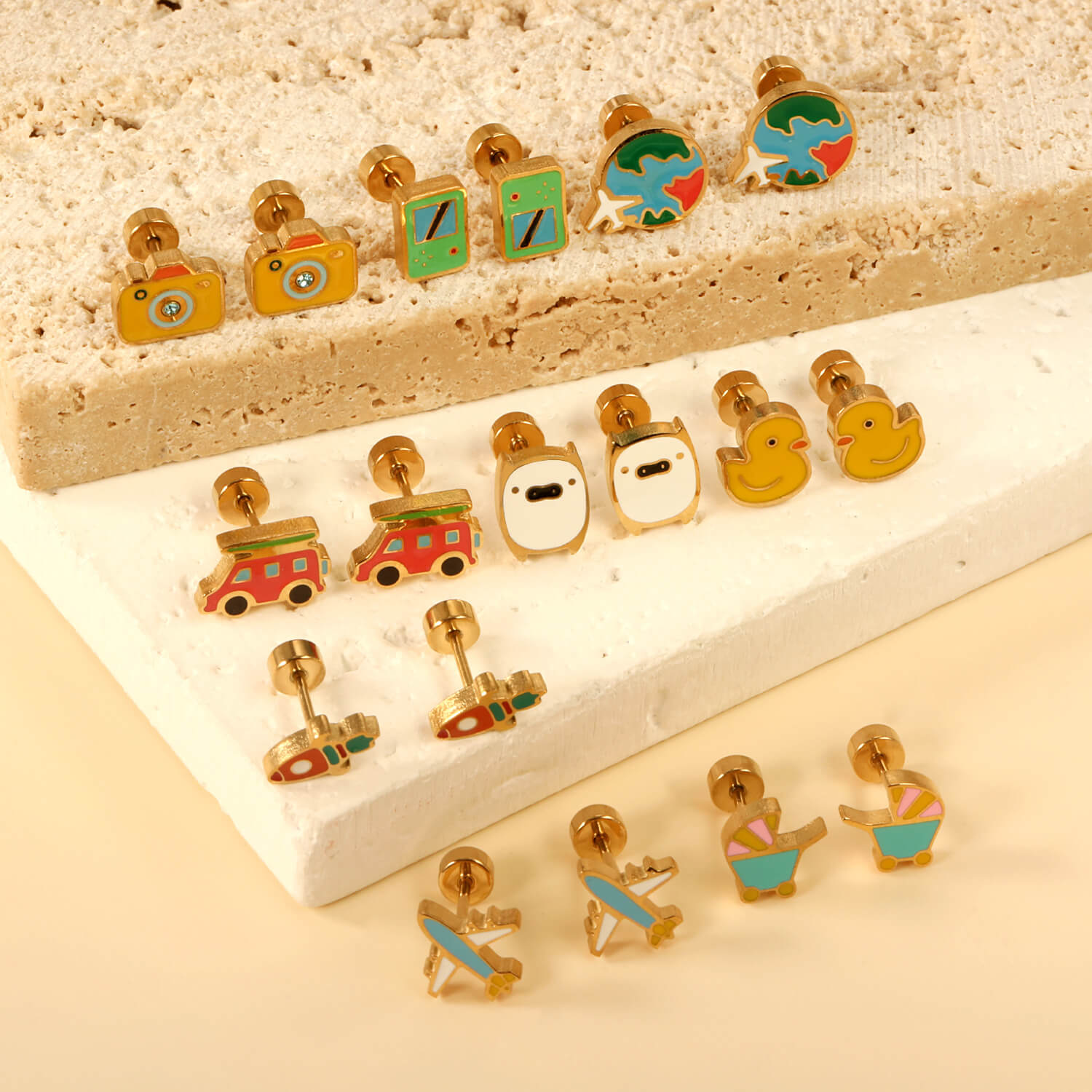 Cute Enamel Cartoon Stud Earrings 