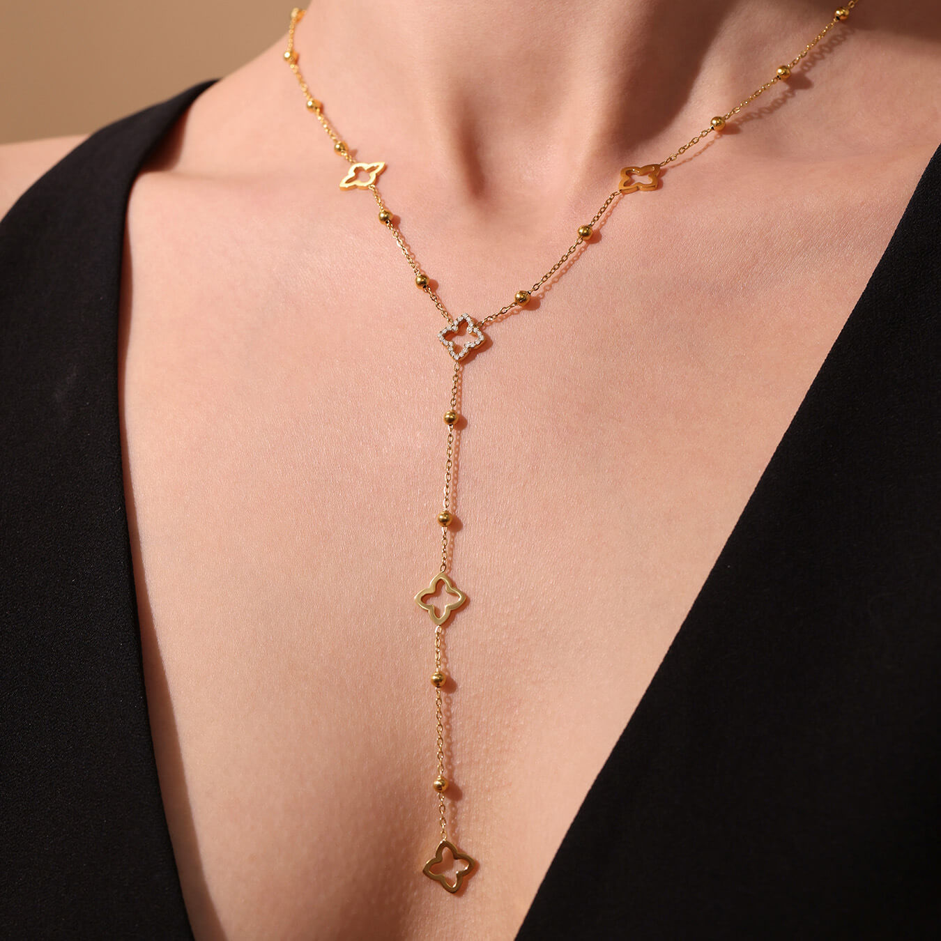 Elegant Gold Lariat Necklace