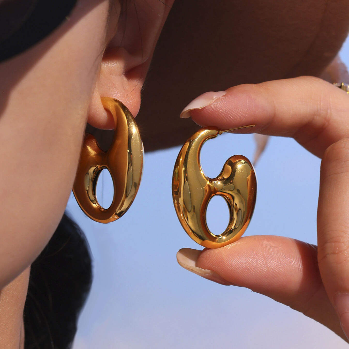 Bold Gold Abstract Hoop Earrings