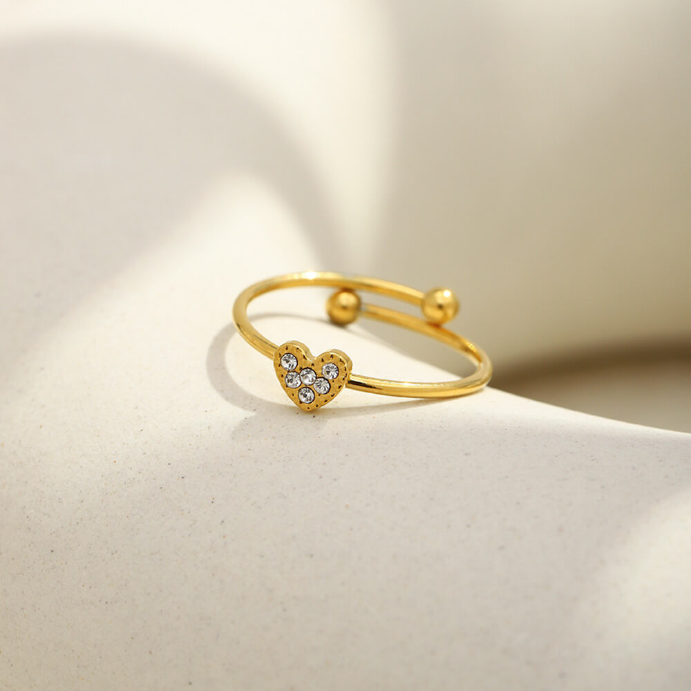 Gold Heart Crystal Ring