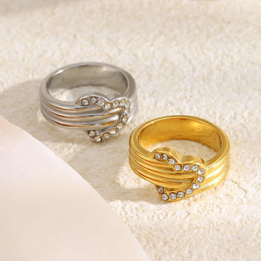 Heart Accent Stackable Rings