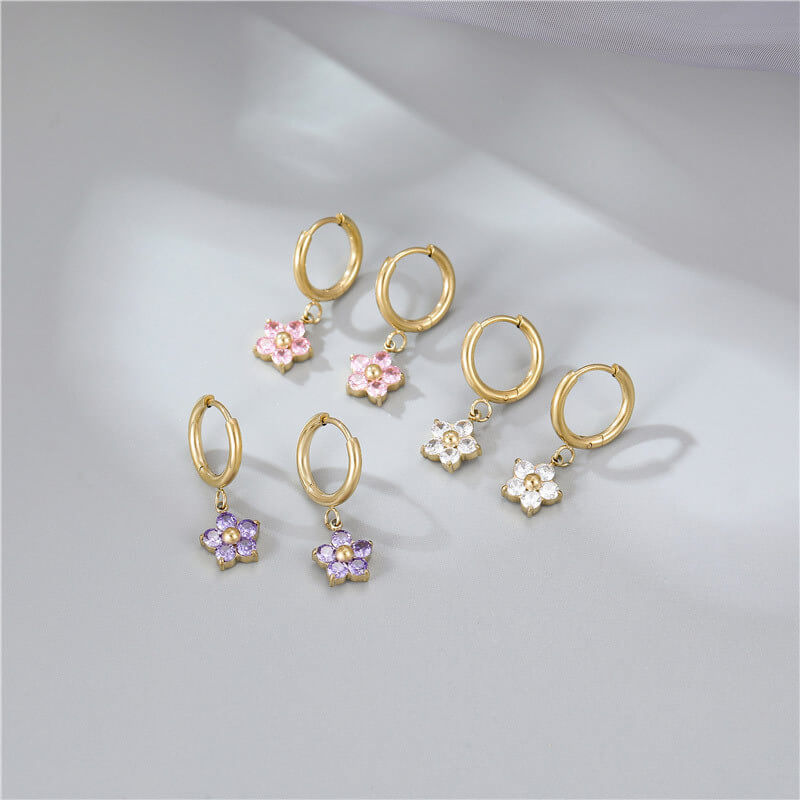 Floral Charm Hoop Earrings