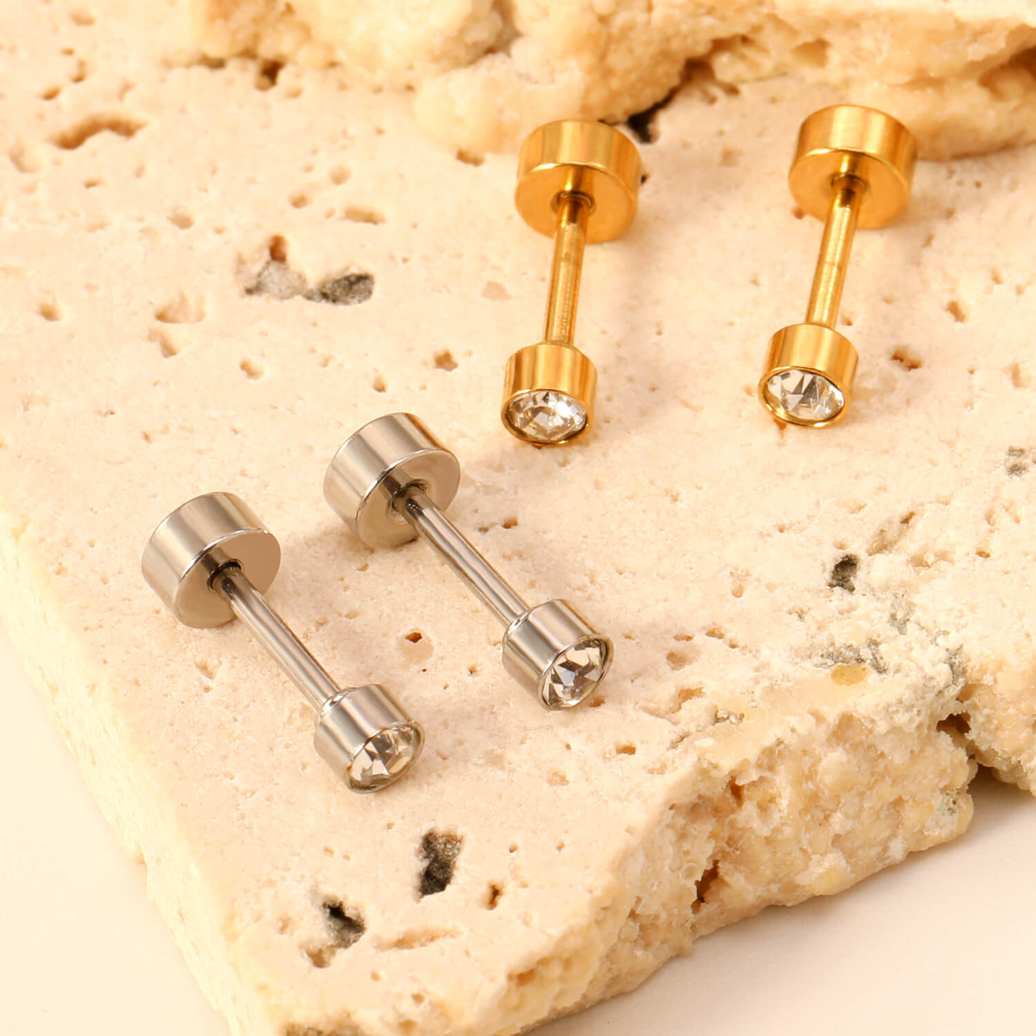 Crystal Stud Barbell Earrings