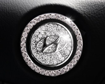 Hyundai Start Button | Bling Car Décor | Crystal Rhinestone Car Bling Ring | Emblem Sticker