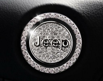 Jeep Start Button | Bling Car Décor | Crystal Rhinestone Car Bling Ring | Emblem Sticker