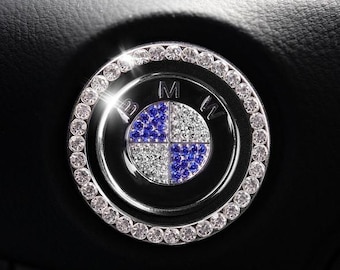 BMW Start Button | Bling Car Décor | Crystal Rhinestone Car Bling Ring | Emblem Sticker