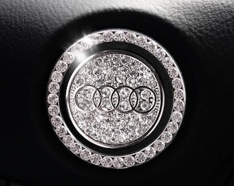Audi Start Button | Bling Car Décor | Crystal Rhinestone Car Bling Ring | Emblem Sticker
