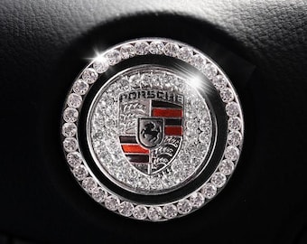 Porsche Start Button | Bling Car Décor | Crystal Rhinestone Car Bling Ring | Emblem Sticker
