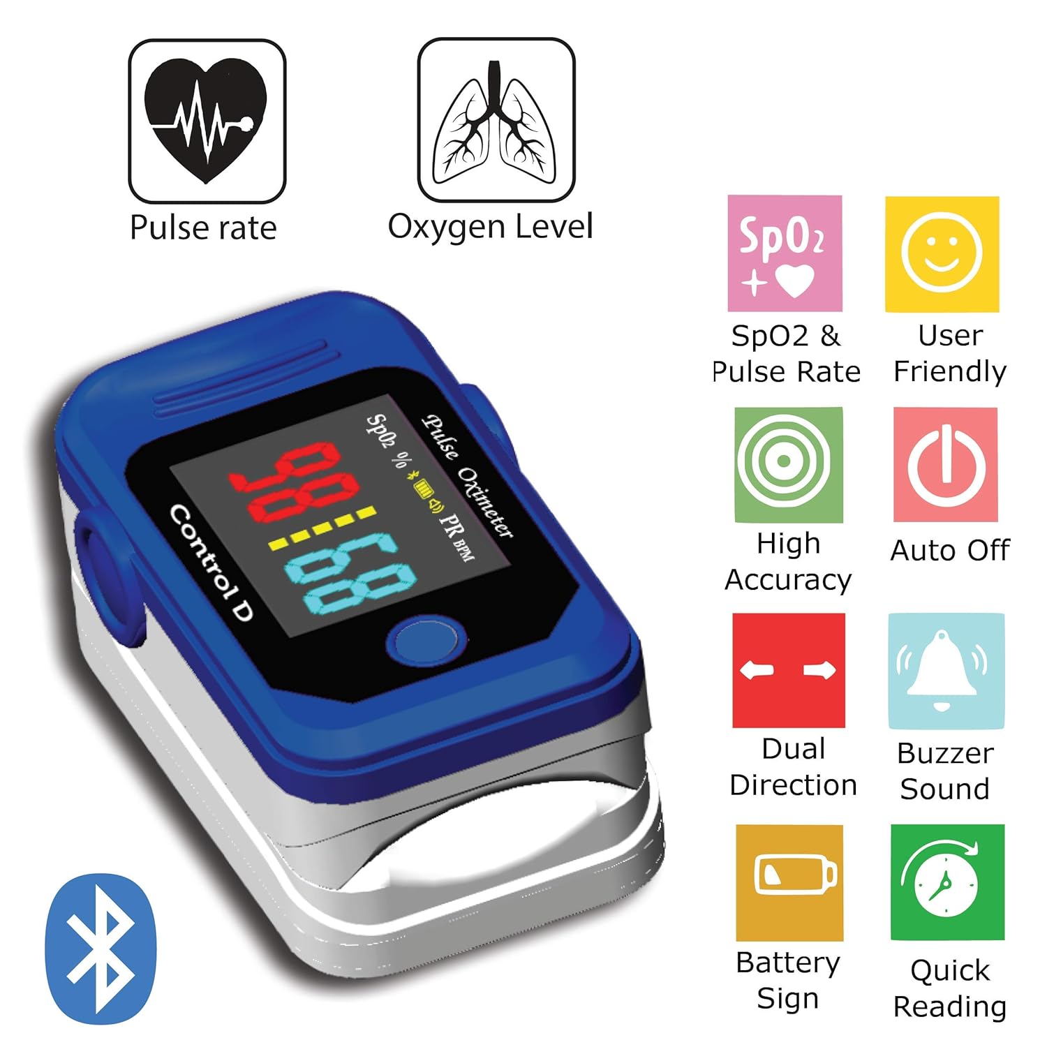 Control D Bluetooth Digital SpO2 & Pulse Measurement Pulse Oximeter