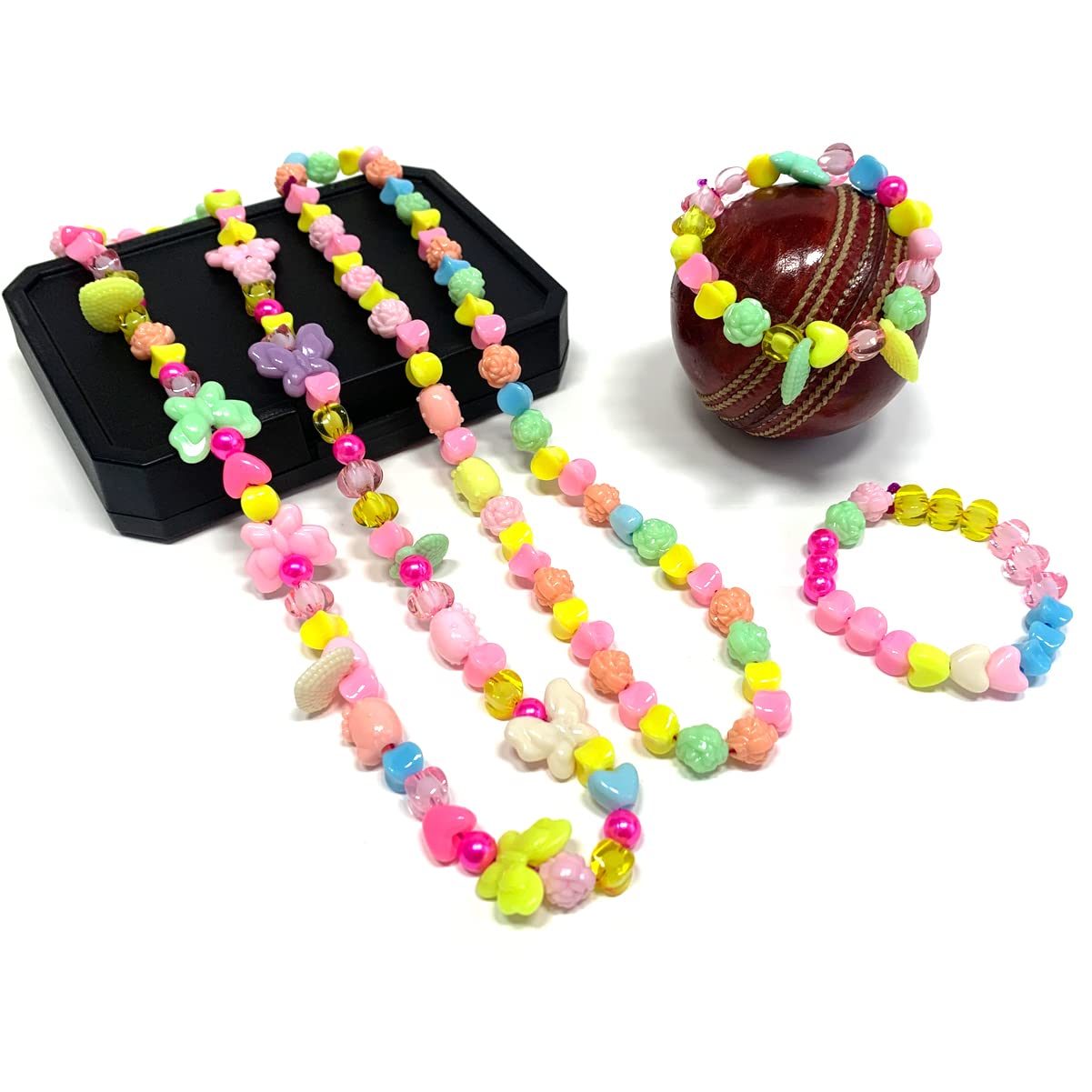 Tassino Jewellery Making Kit for Kids - DIY Beads for Girls Jewelry Making Set Beadwork Jewelry Design Necklace Art Craft Christmas Birthday Gifts Butterfly Shape Packing (White)