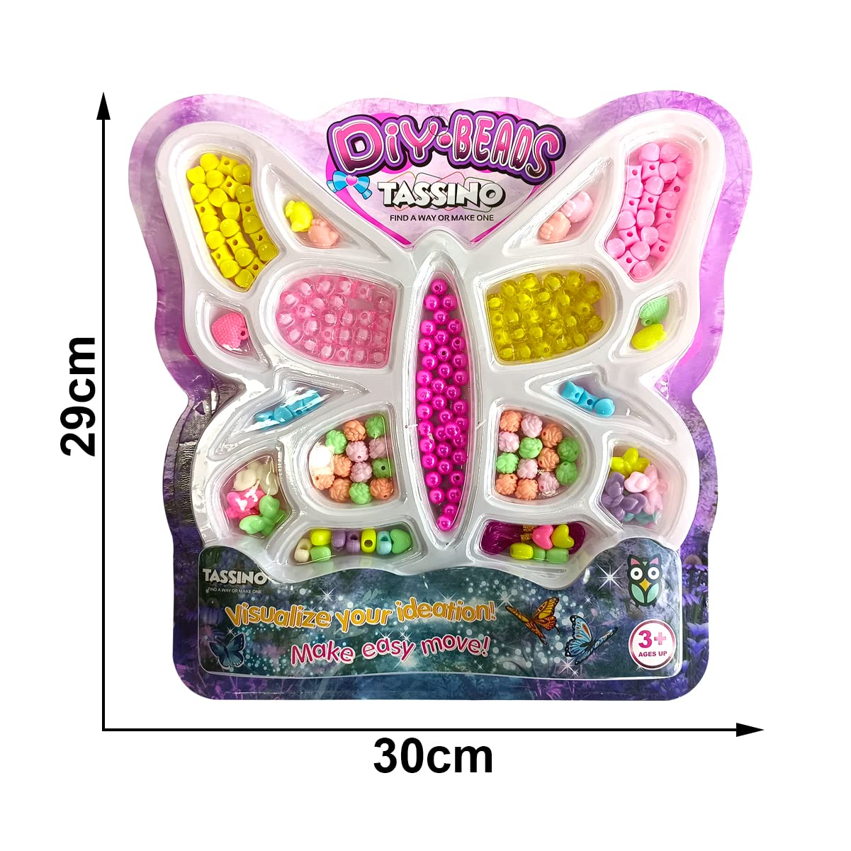 Tassino Jewellery Making Kit for Kids - DIY Beads for Girls Jewelry Making Set Beadwork Jewelry Design Necklace Art Craft Christmas Birthday Gifts Butterfly Shape Packing (White)