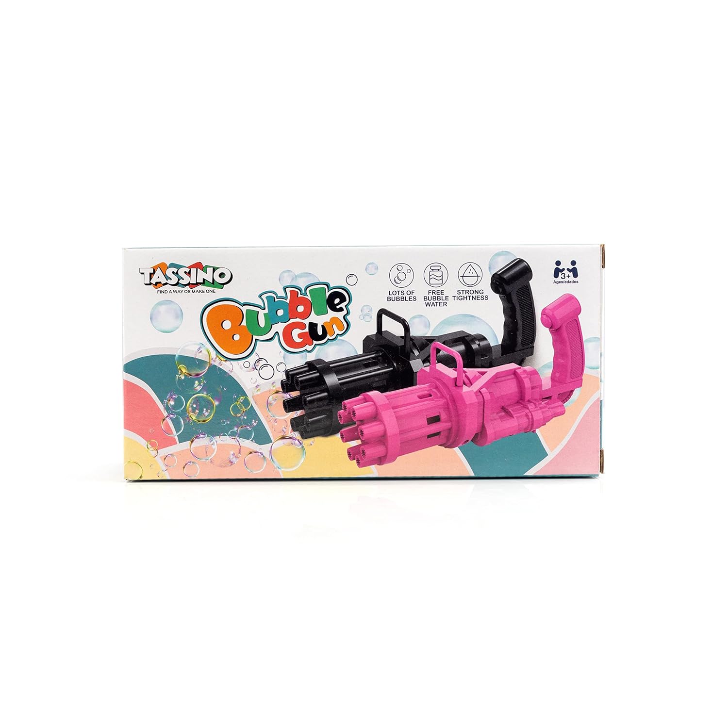 Tassino Bubble Gun Black and Pink Machine Bubble Maker, 8-Hole Bubble Blower Automatic Bubble Machine Electric Bubble Soap Water Toys for Boys Girls Plastic Machine Gun - BIS Approved (2 in 1)