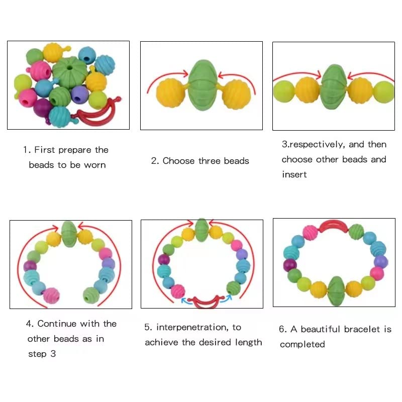 Tassino Pop Beads Kids Toys Set DIY Beads for Jewellery Making Kit Toys for Girls Art Craft Kit Handmade Beadwork Headband Ring Bangle Necklace Gifts