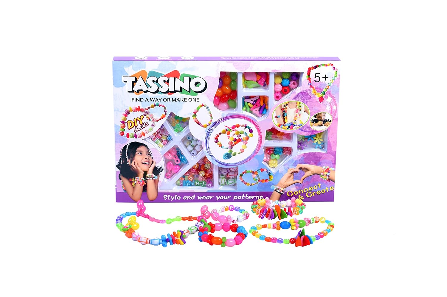 TASSINO, FIND A WAY OR MAKE ONE Diy Beads Toys Set - M Kids Handmade Acrylic Plastic Jewelry Making Set Art Craft Jewelry For Girls Toys Christmas Gifts Birthday Gifts -Multicolor