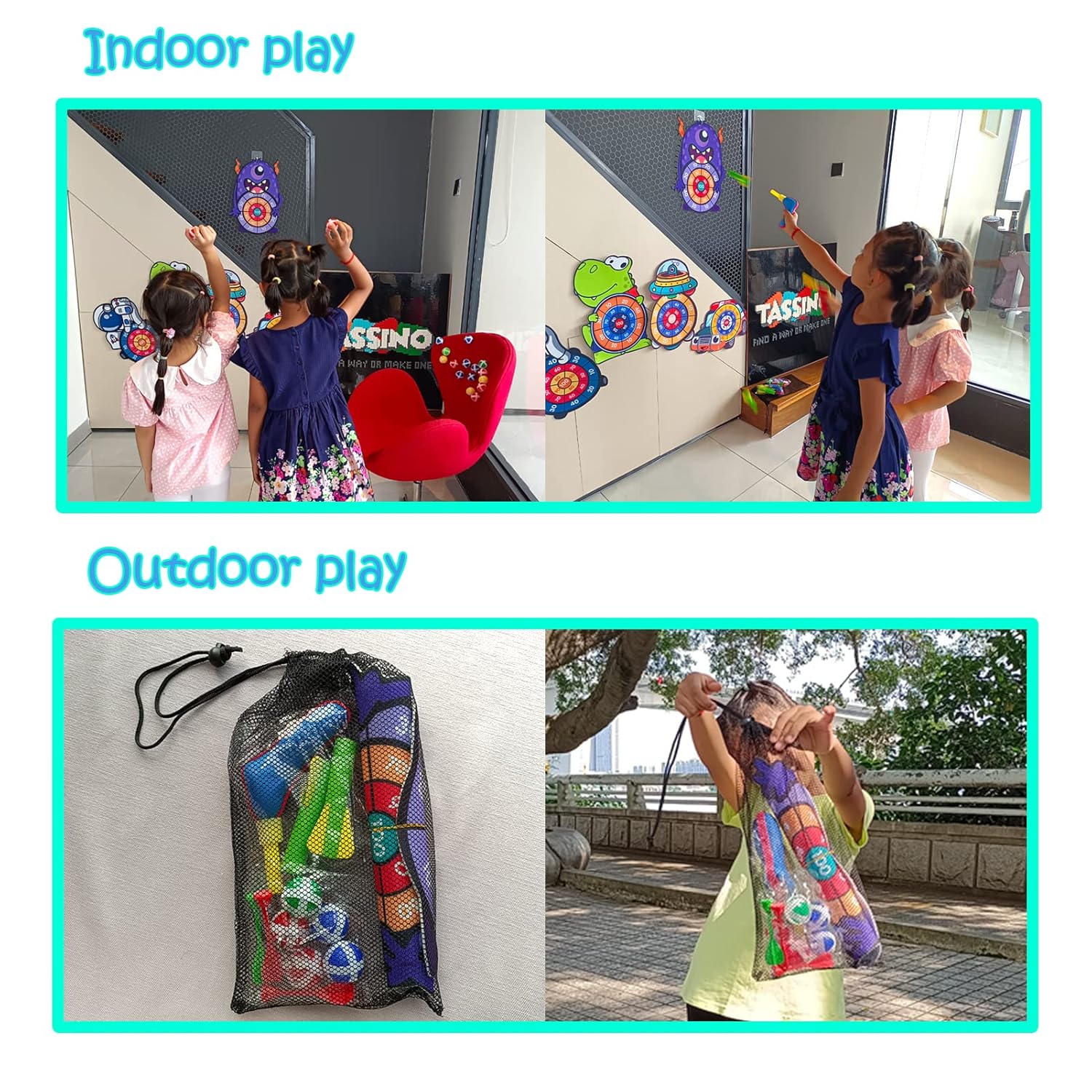 Tassino Shooting Dart Game for Kids Cartoon Target Toy Sets, Fabric Dart Board, Children's Indoor Outdoor Sport Game Toys Gifts (Monster)