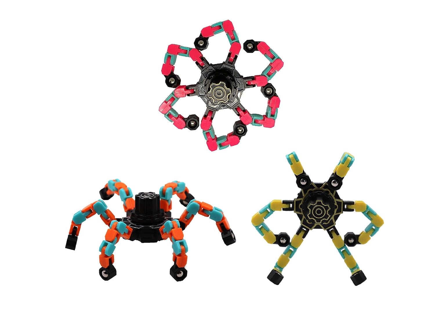 Tassino 3 Pack Fidget Spinner Fingertip Toys for Kids Transform Robot Stress Relief Pocket Toys Boys and Girls Gift Birthday Party Games (3 PCS in 1) - BIS Approved
