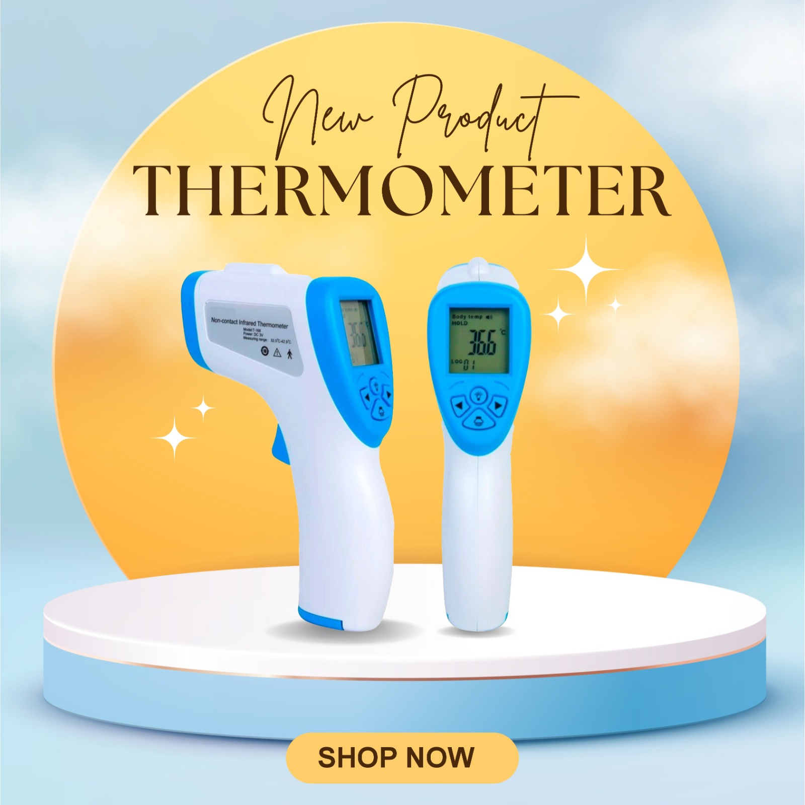 Infrared Forehead Thermometer Non-Contact Digital Temperature Gun with LCD Display
