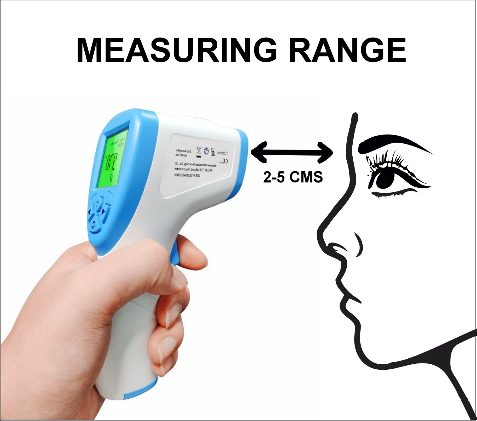 Infrared Forehead Thermometer Non-Contact Digital Temperature Gun with LCD Display