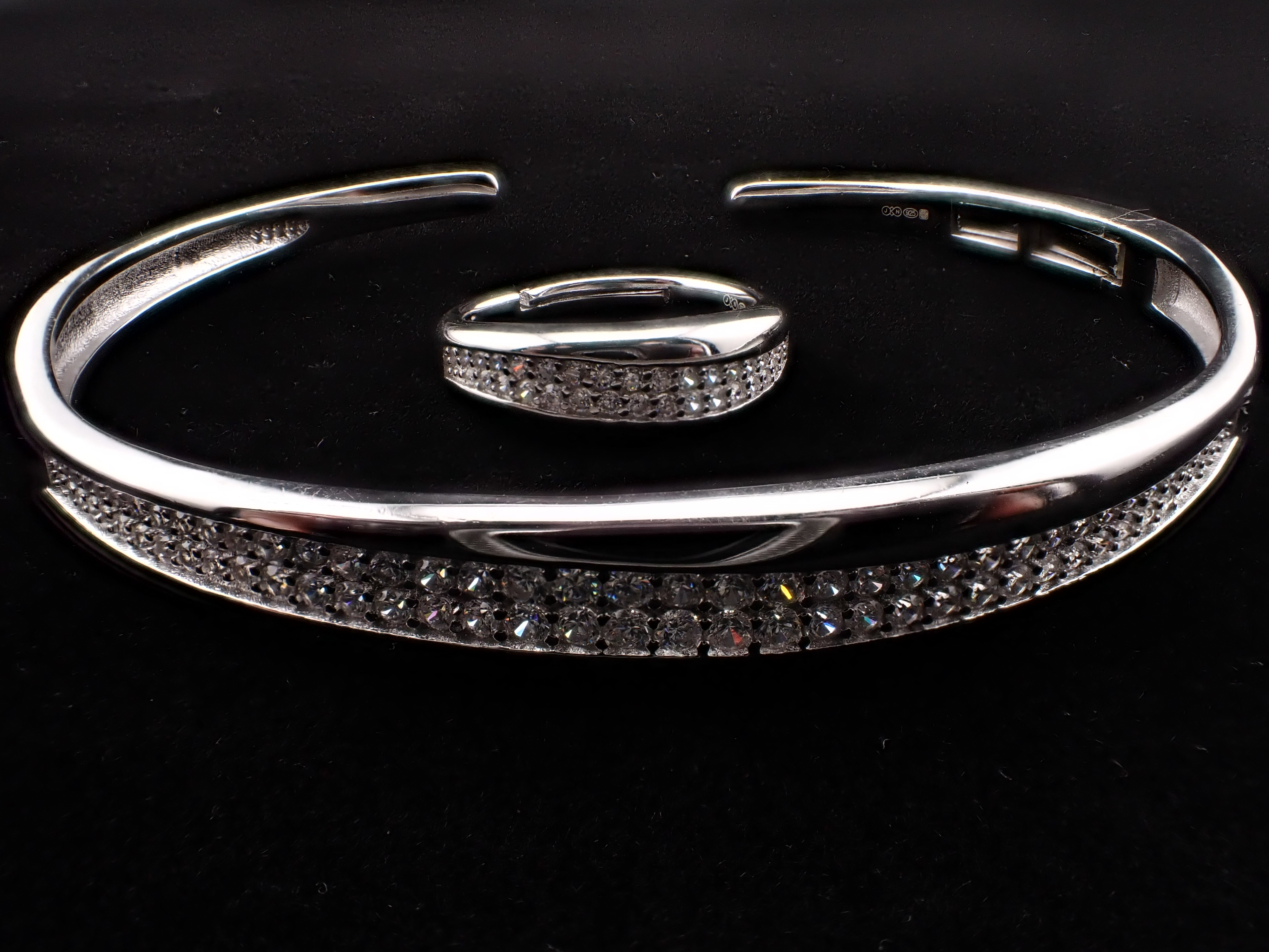 Silver Bangle and Ring Set