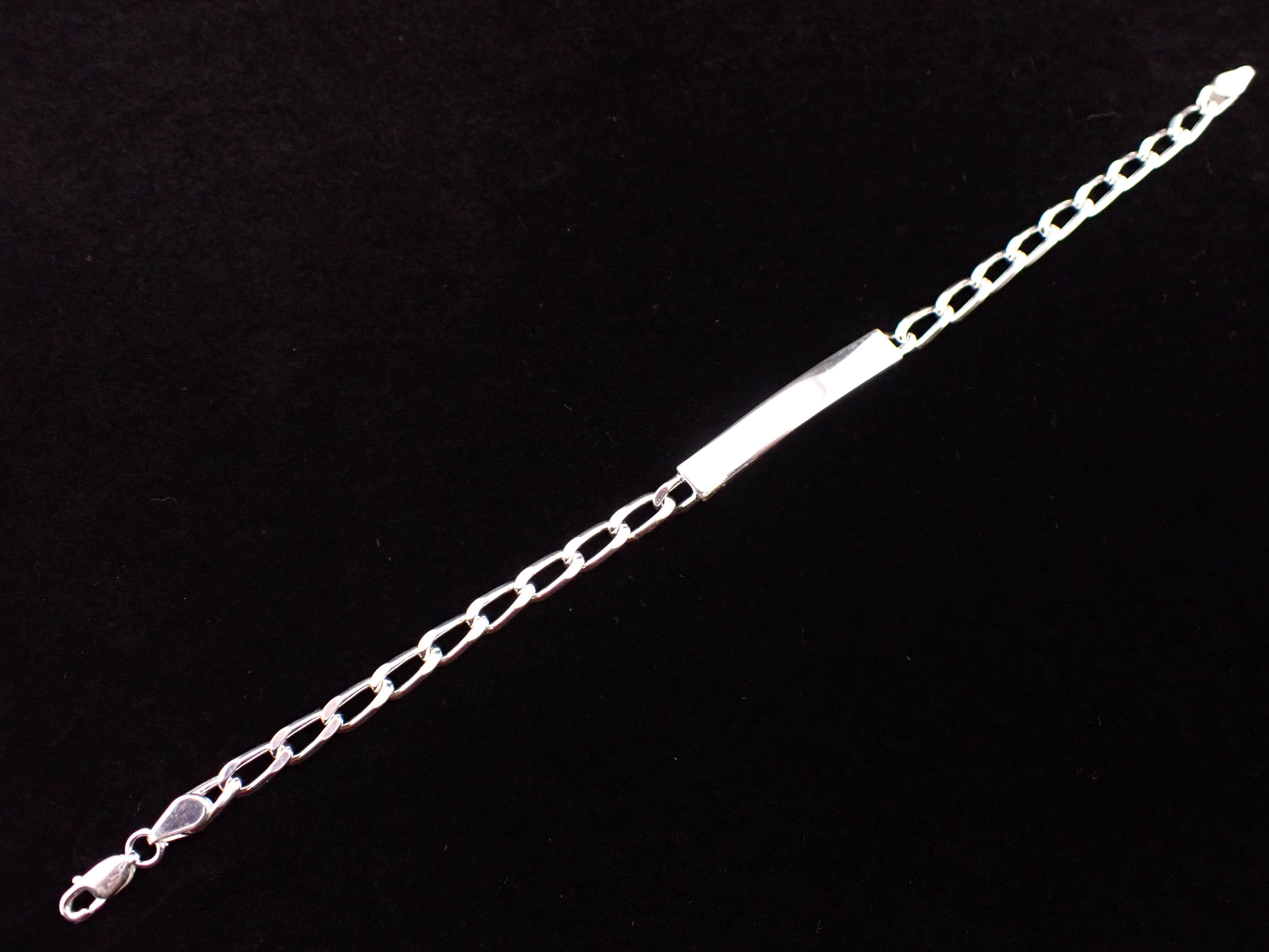 Sterling Silver Figaro ID Bracelet