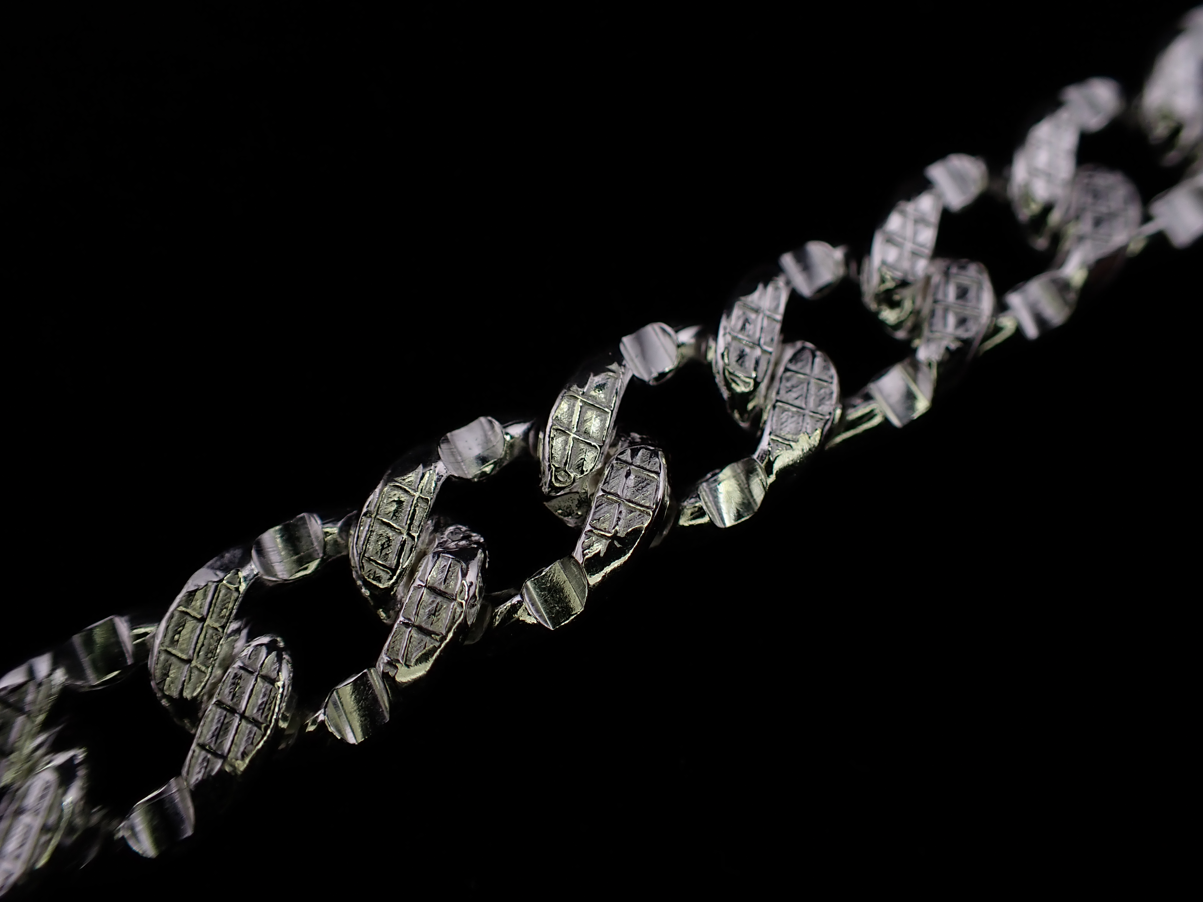 Diamond-Cut Cuban Curb Sterling Silver Chain Bracelet