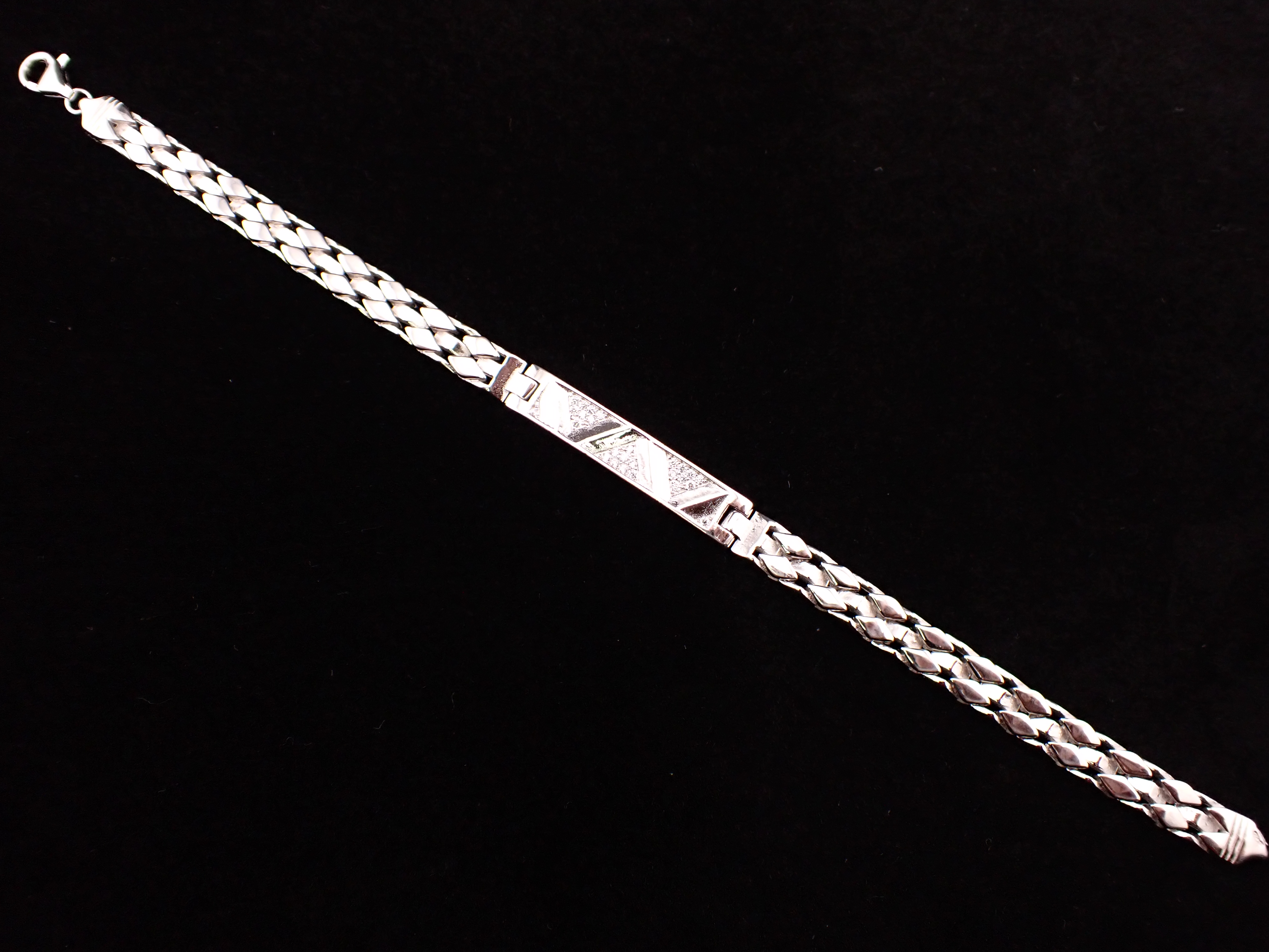 Geometric Glamour Sterling Silver CZ ID Bracelet