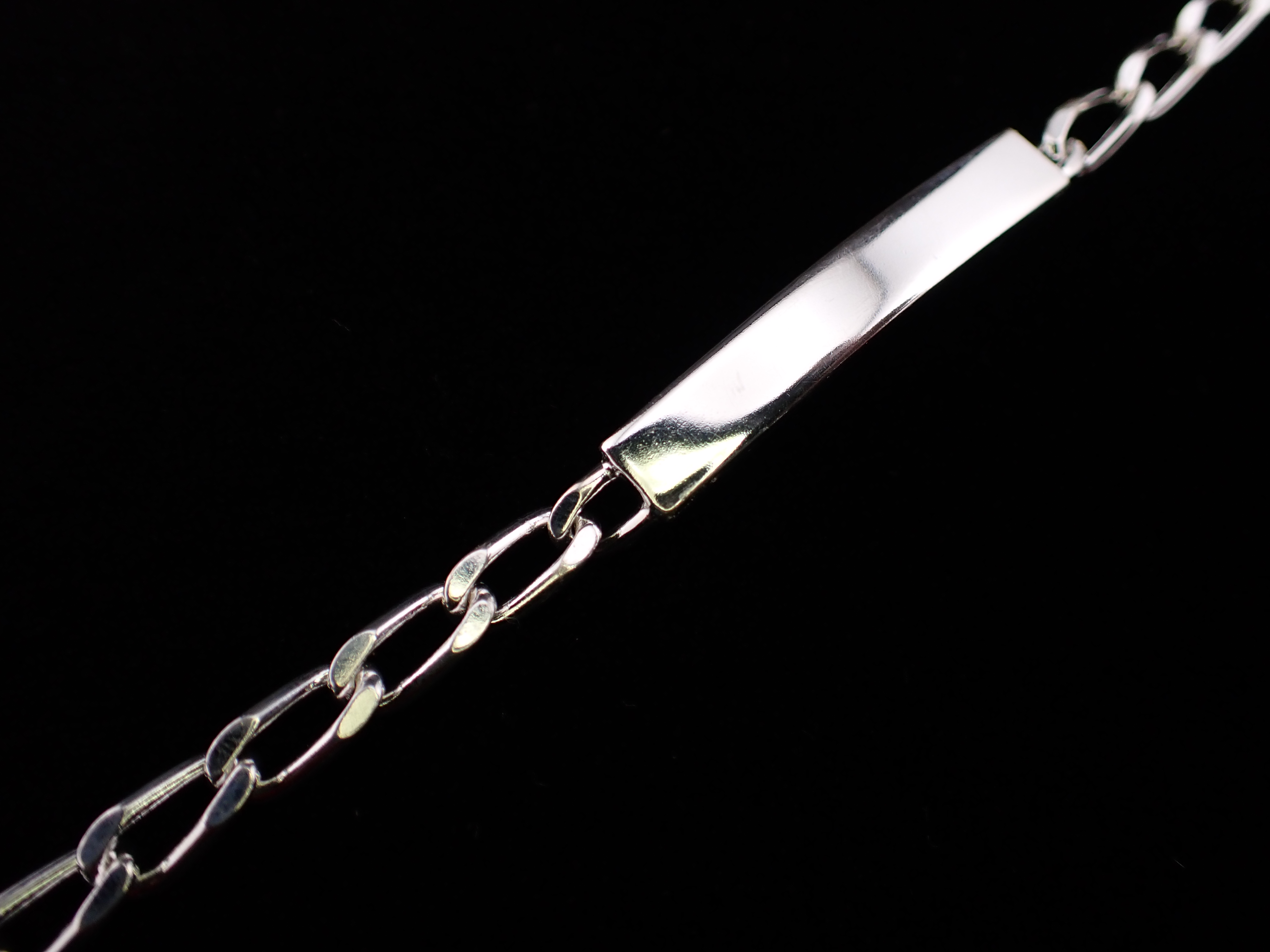 Sterling Silver Figaro ID Bracelet