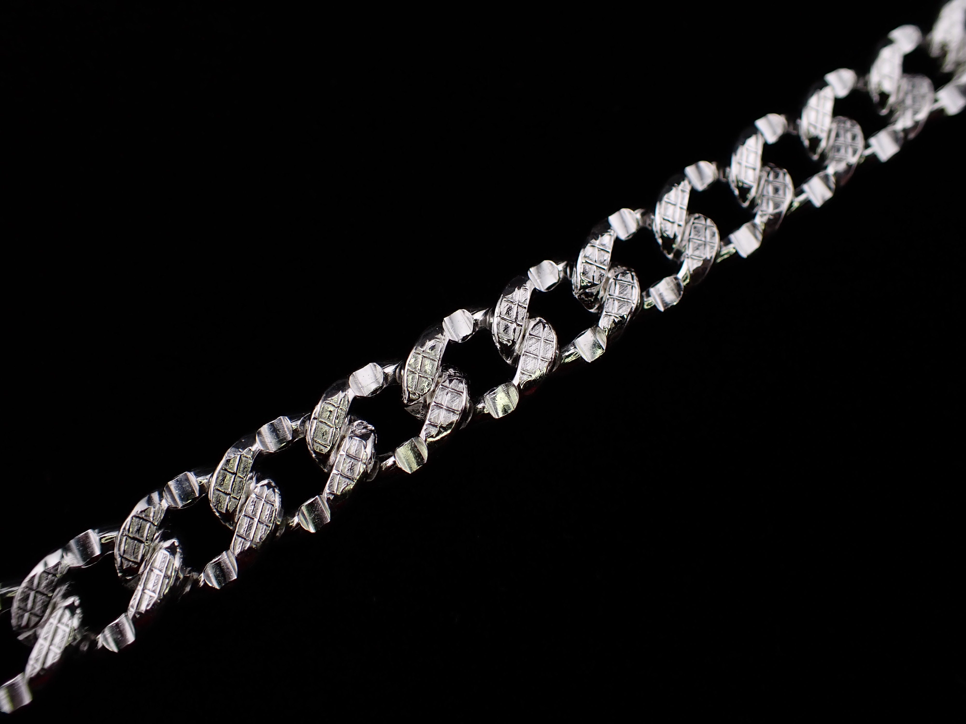 Diamond-Cut Cuban Curb Sterling Silver Chain Bracelet