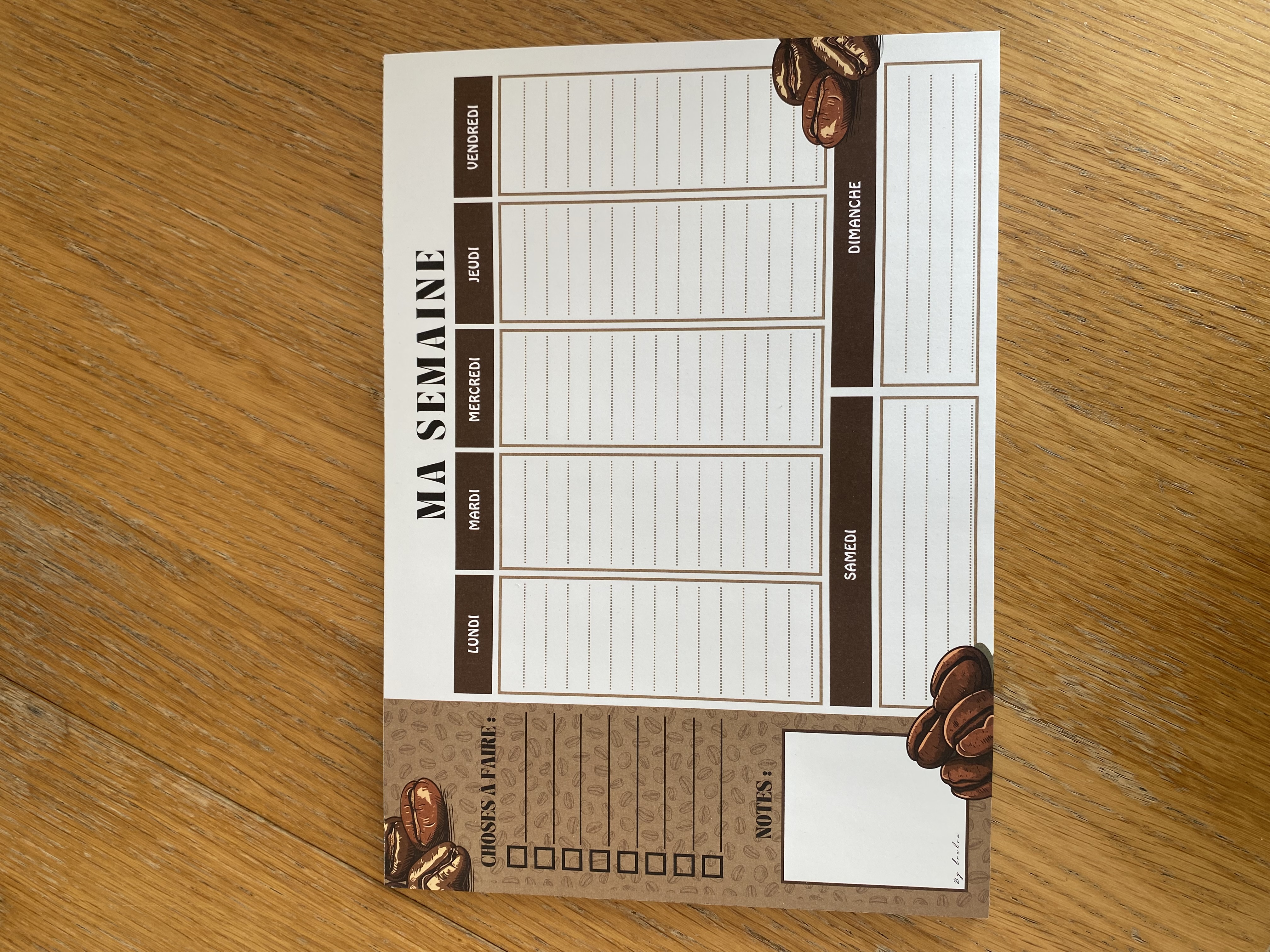 Weekly planner - organisation de la semaine