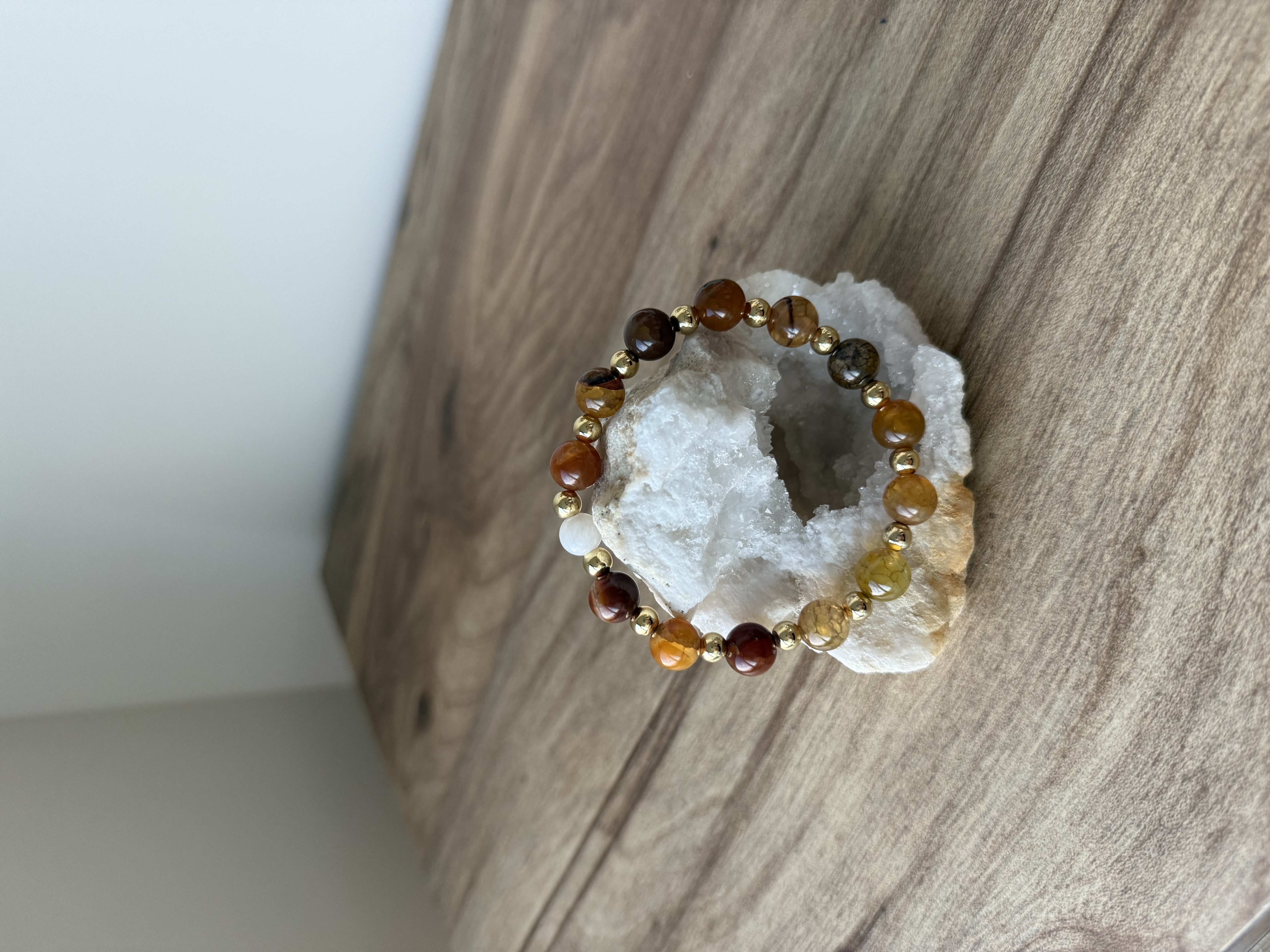 Crackle Agate Dark Variation 14k Gold Fill Single 