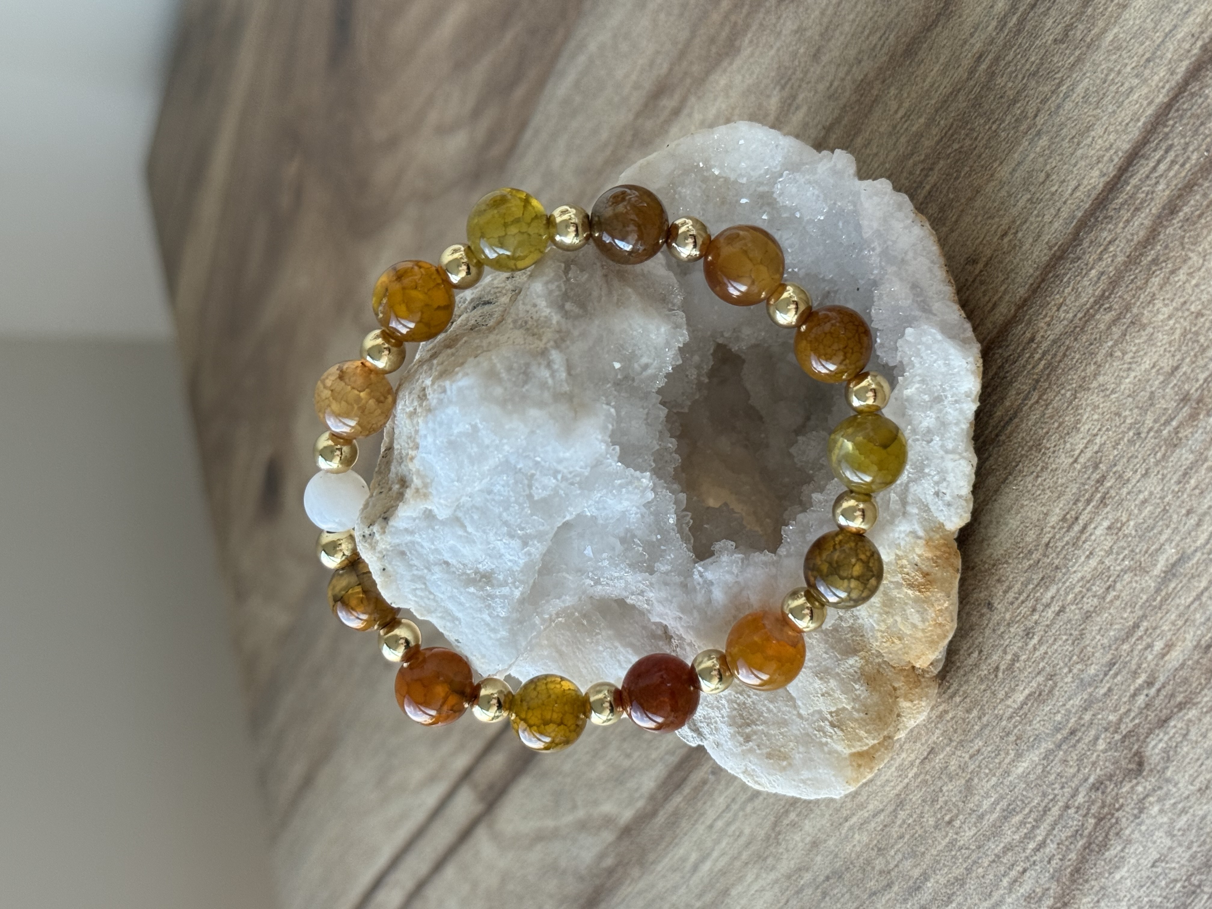 Crackle Agate Light Variation 14k Gold Fill Single 