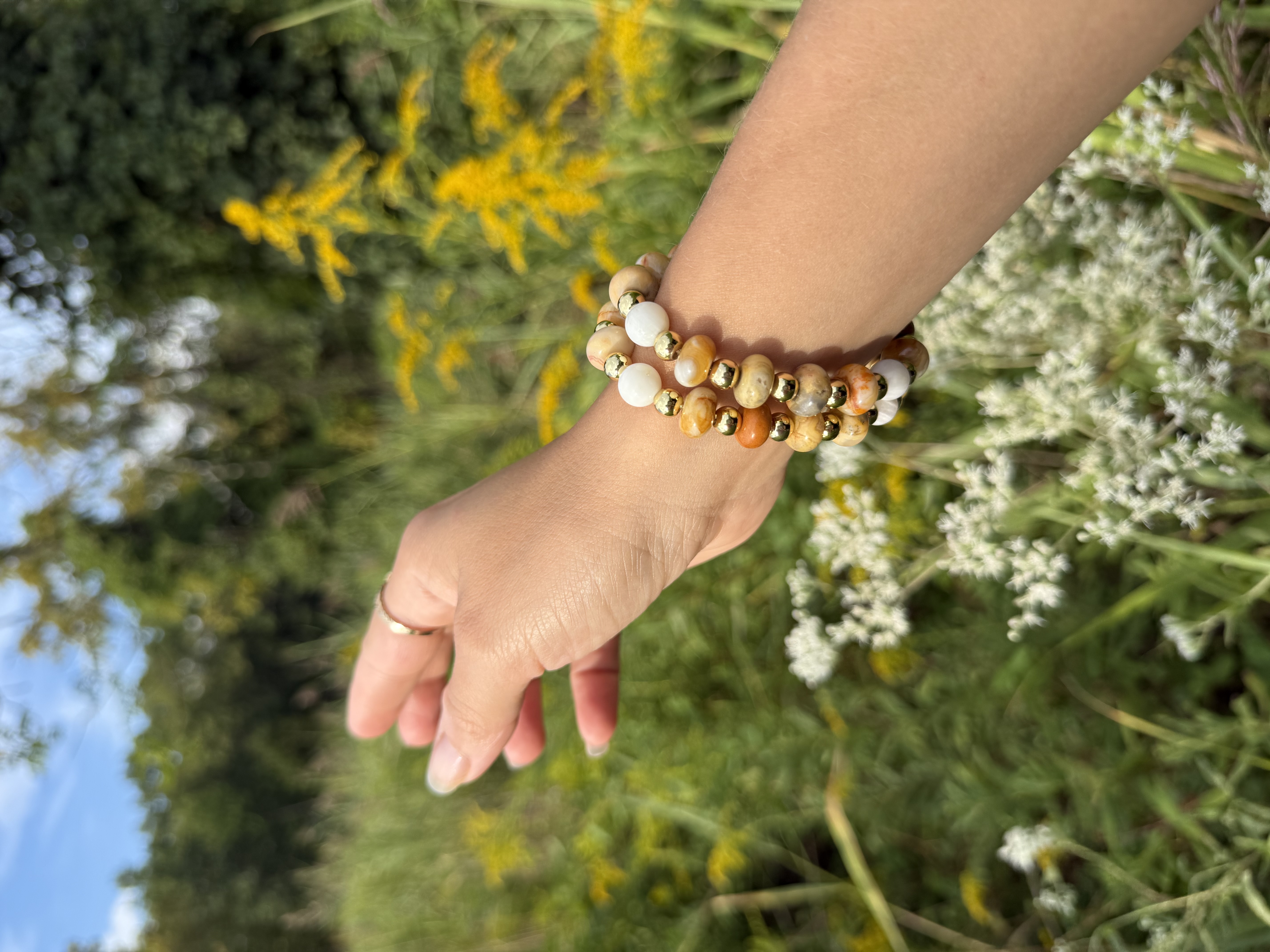 Crazy Lace Agate 14k Gold Fill Set 