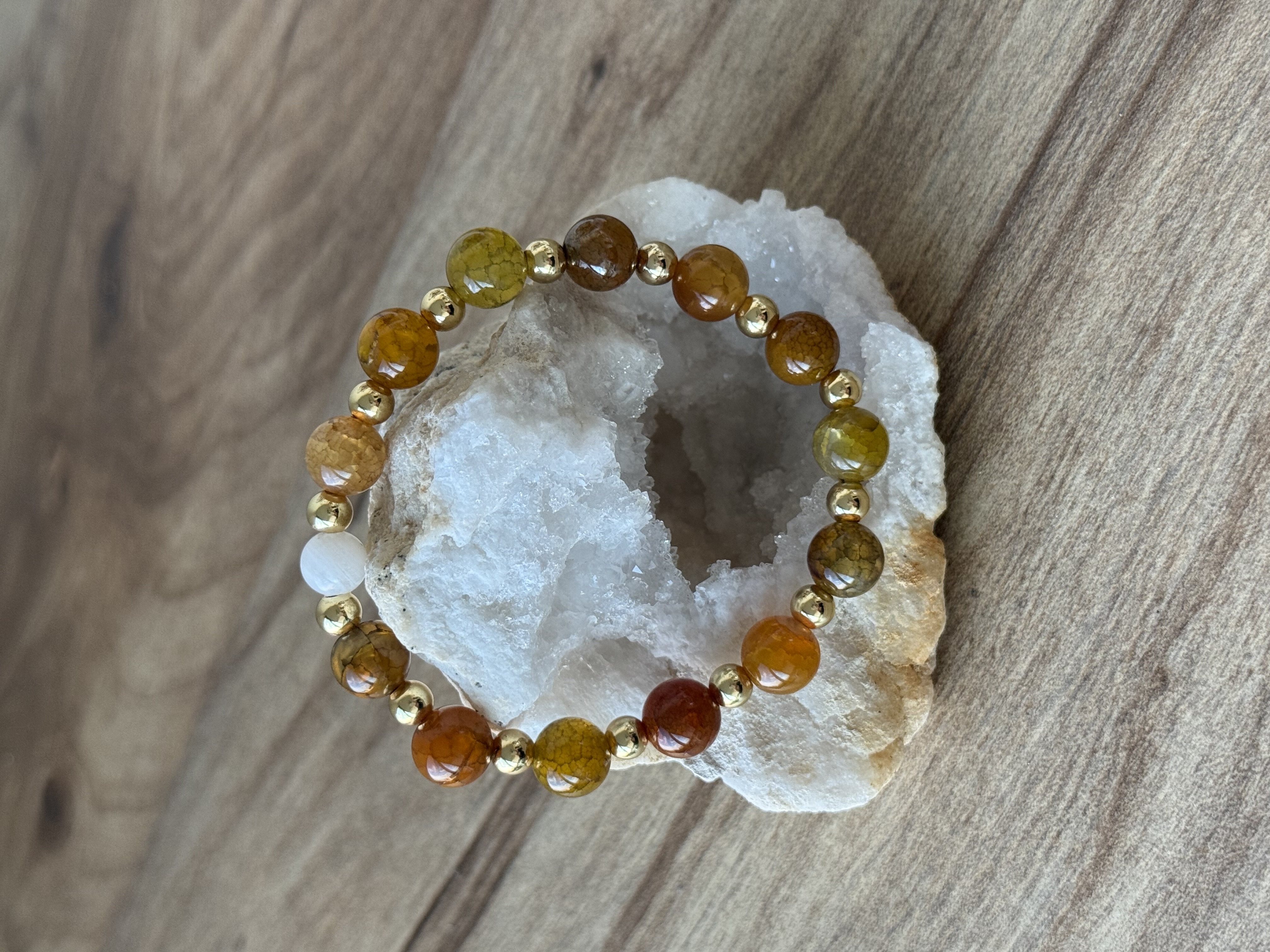 Crackle Agate Light Variation 14k Gold Fill Single 