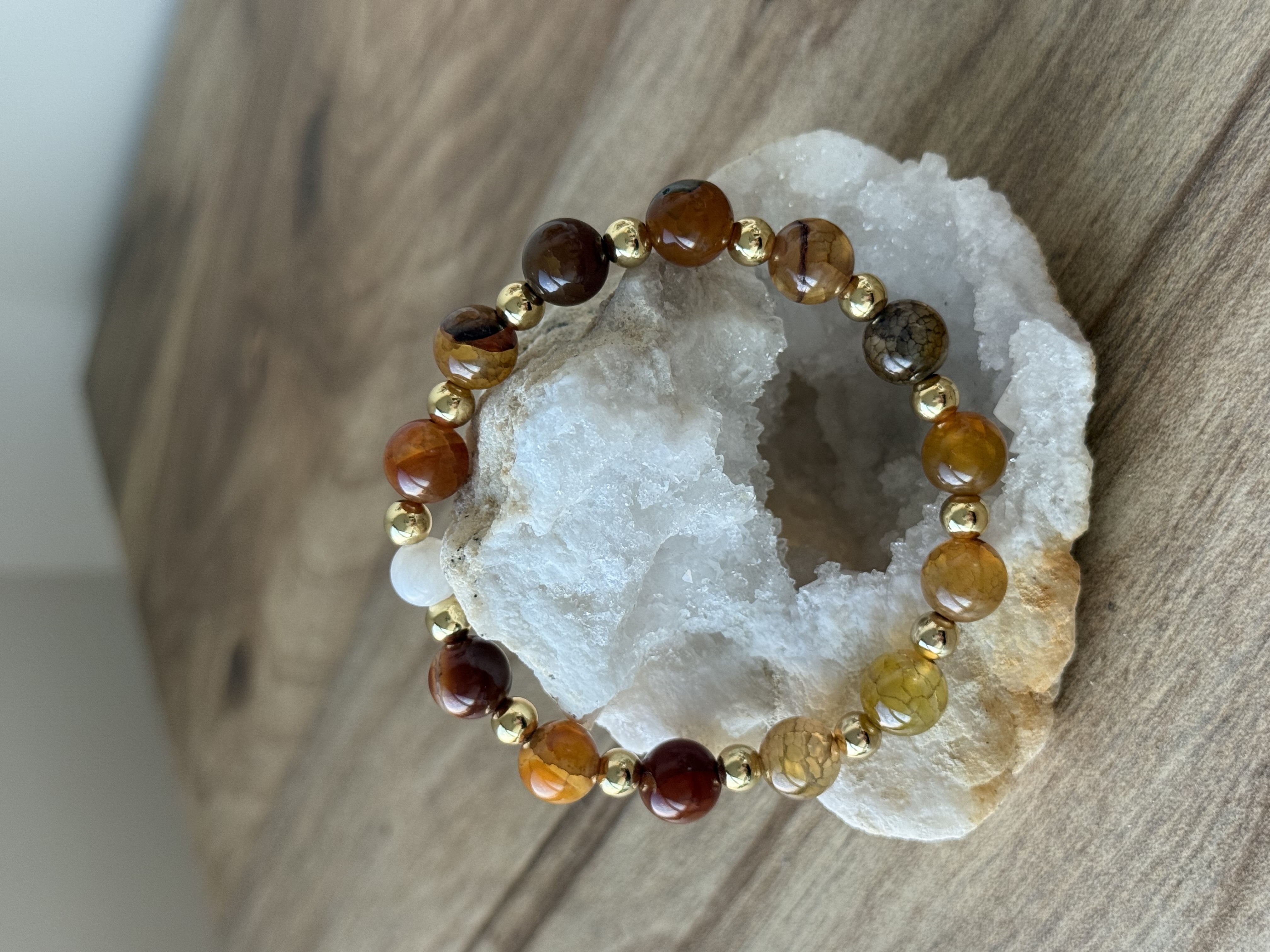 Crackle Agate Dark Variation 14k Gold Fill Single 