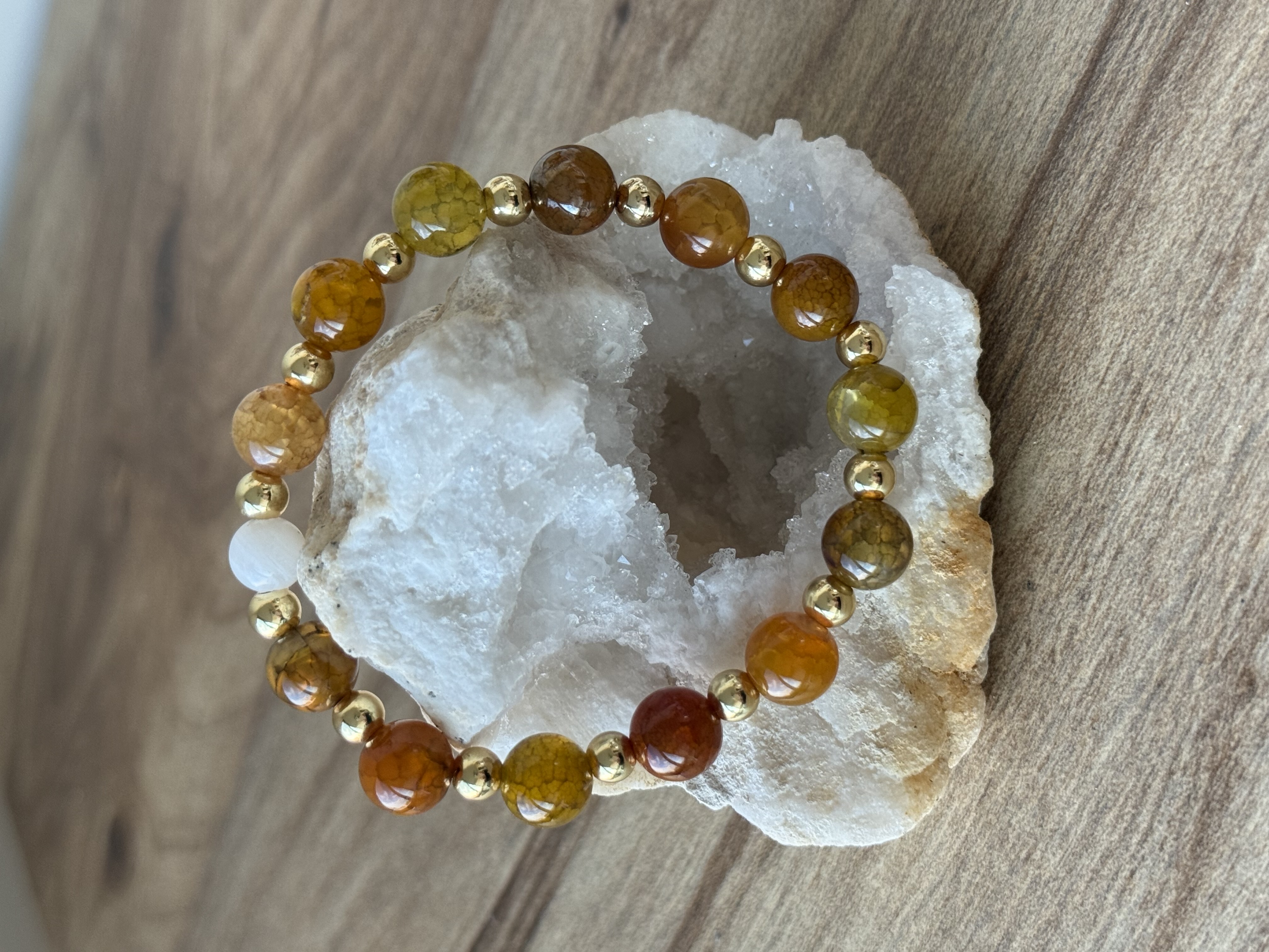 Crackle Agate Light Variation 14k Gold Fill Single 