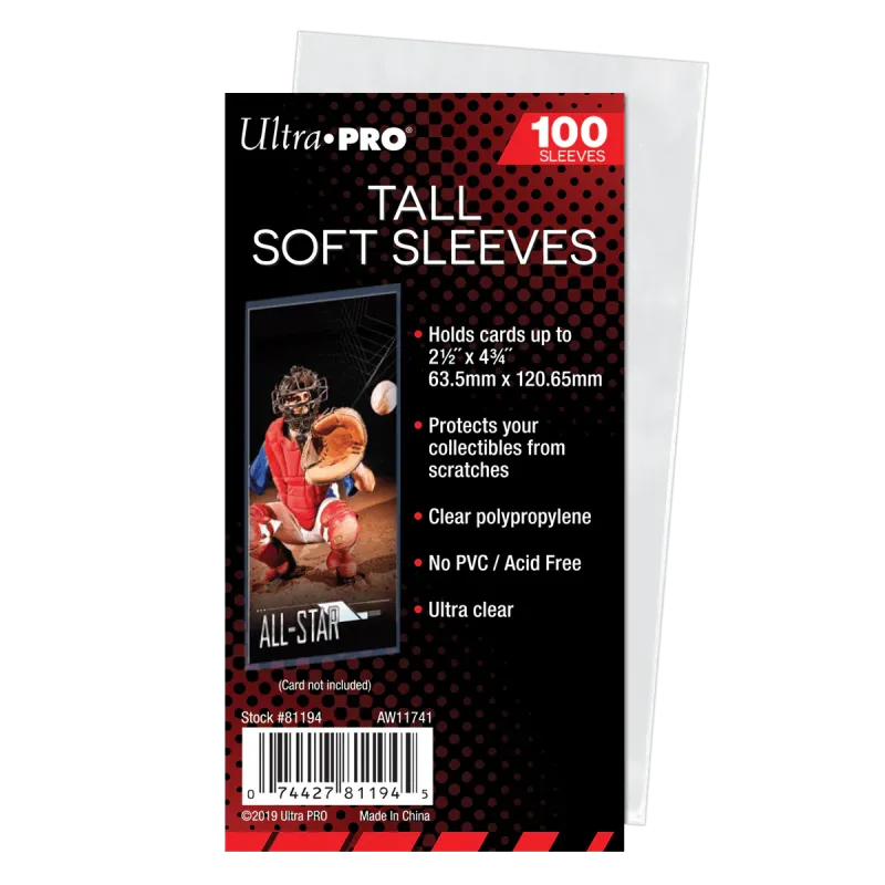 Ultra Pro - 2-1/2"x4-3/4" Tall Card Soft Sleeves (100ct)