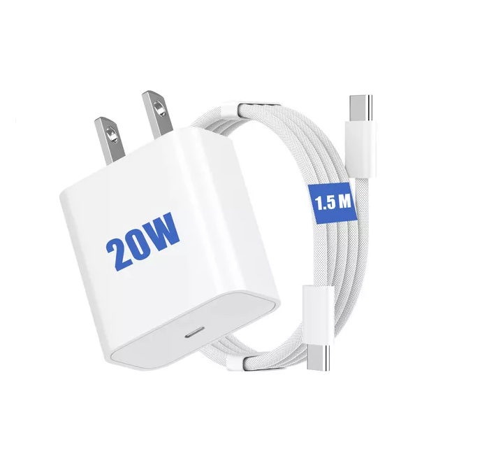 Cargador iPhone 15/16 Serie 20W Carga Rápida + Cable Tipo C 1.5m Blanco Jeeyee