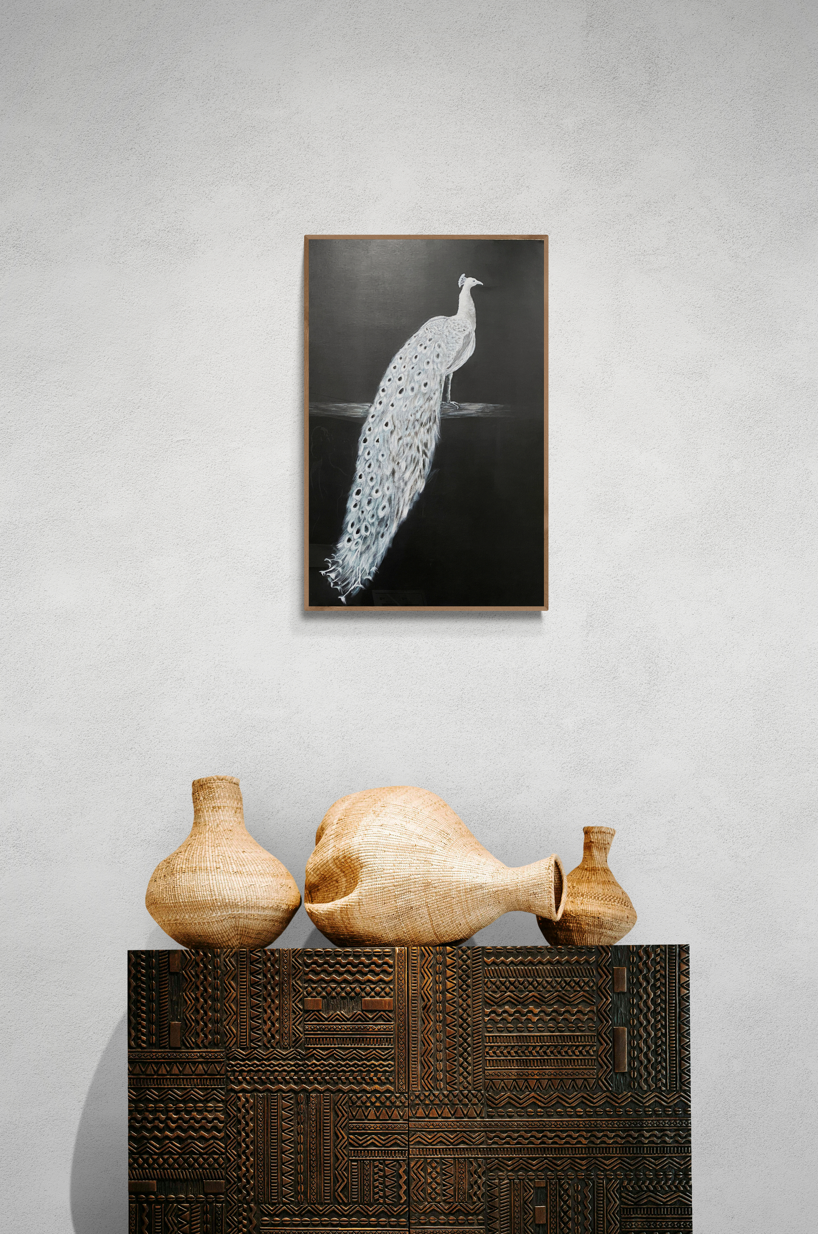 White Peacock painted in acrylics