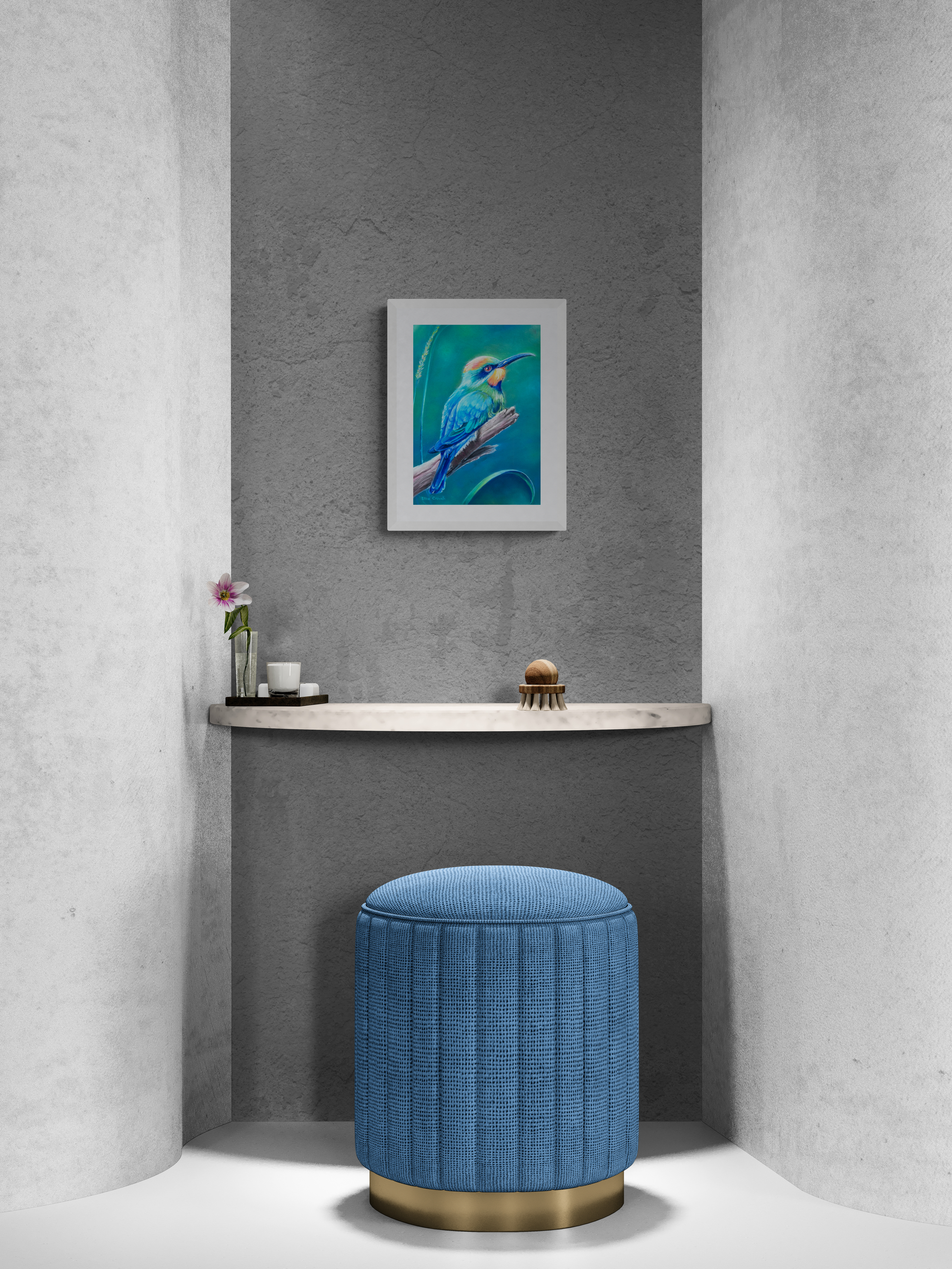 Blue Parrot drawn in pastel