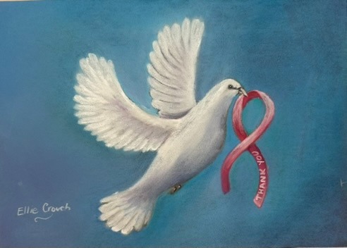 White Dove with Pink Ribbon