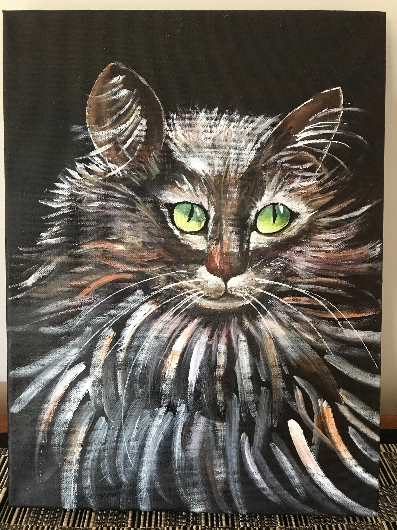 Calico Cat painted in Acrylics