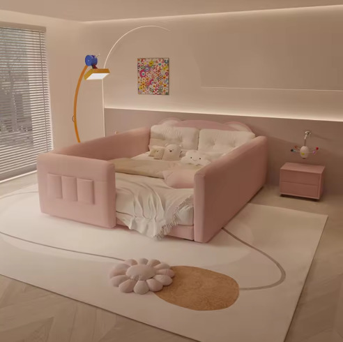 Pink Toddler Bed with Guard Rails
