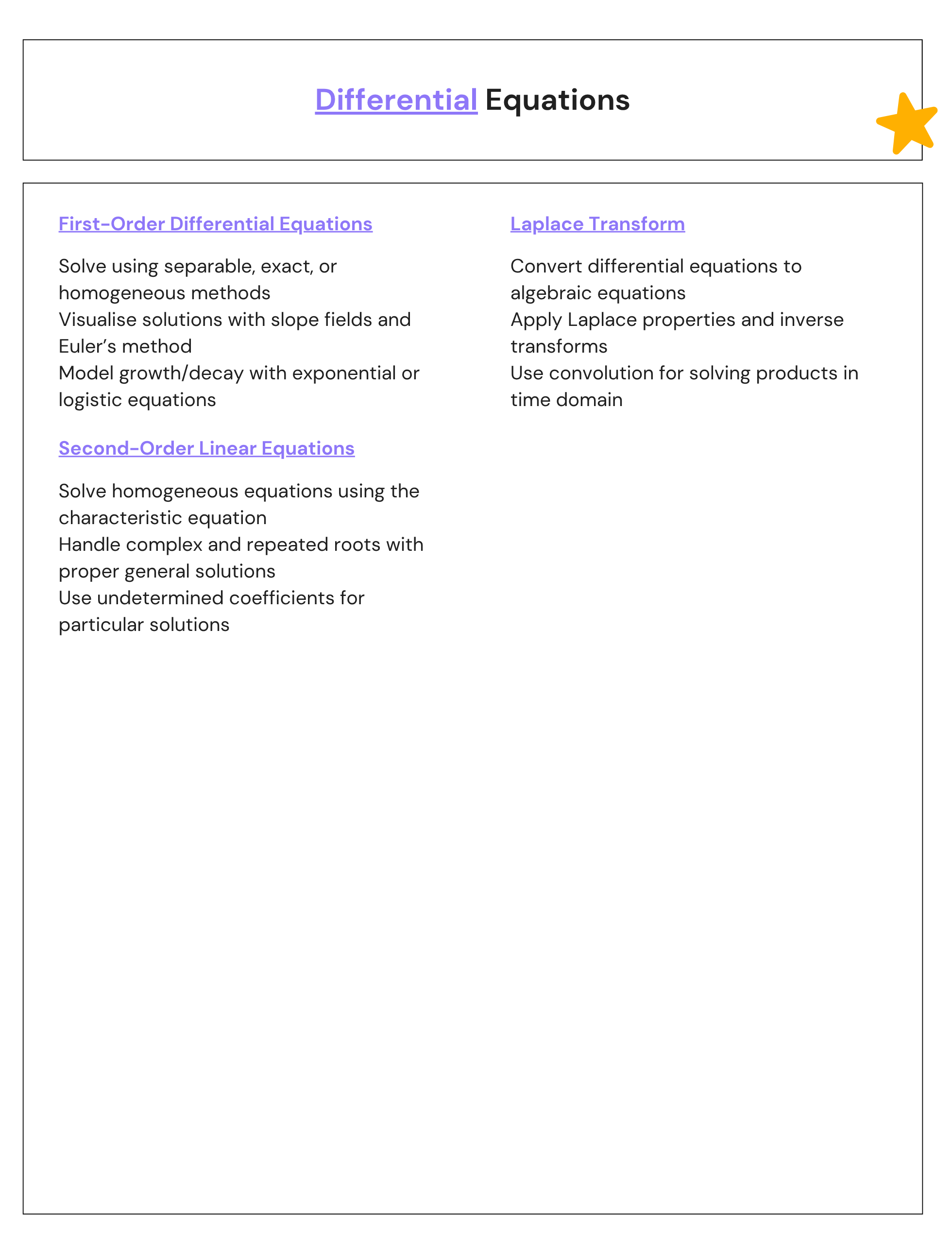 Differential Equations Notes CHEATSHEET
