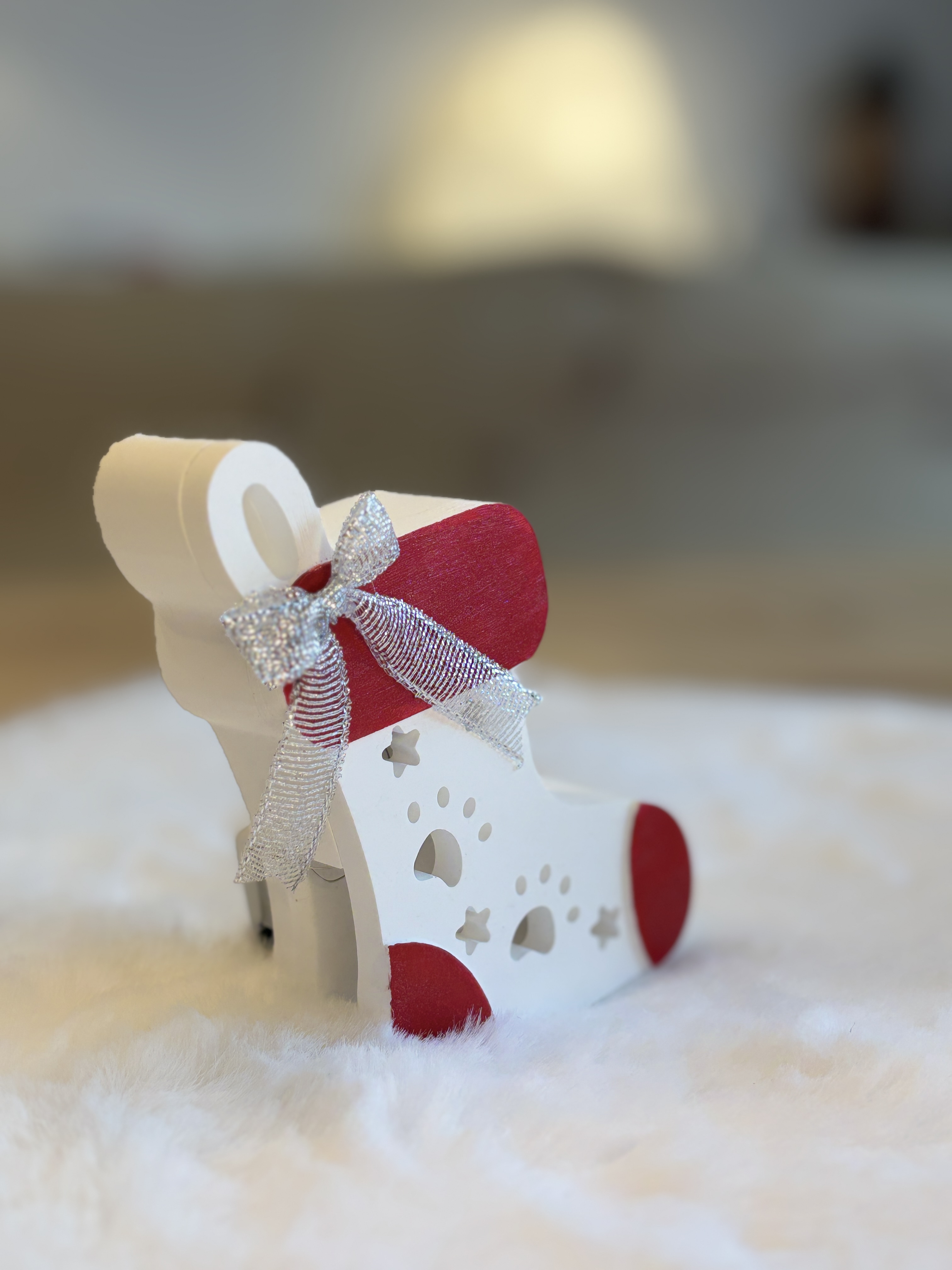 Weihnachts-Schuh mit Pfoten, bleuchtet