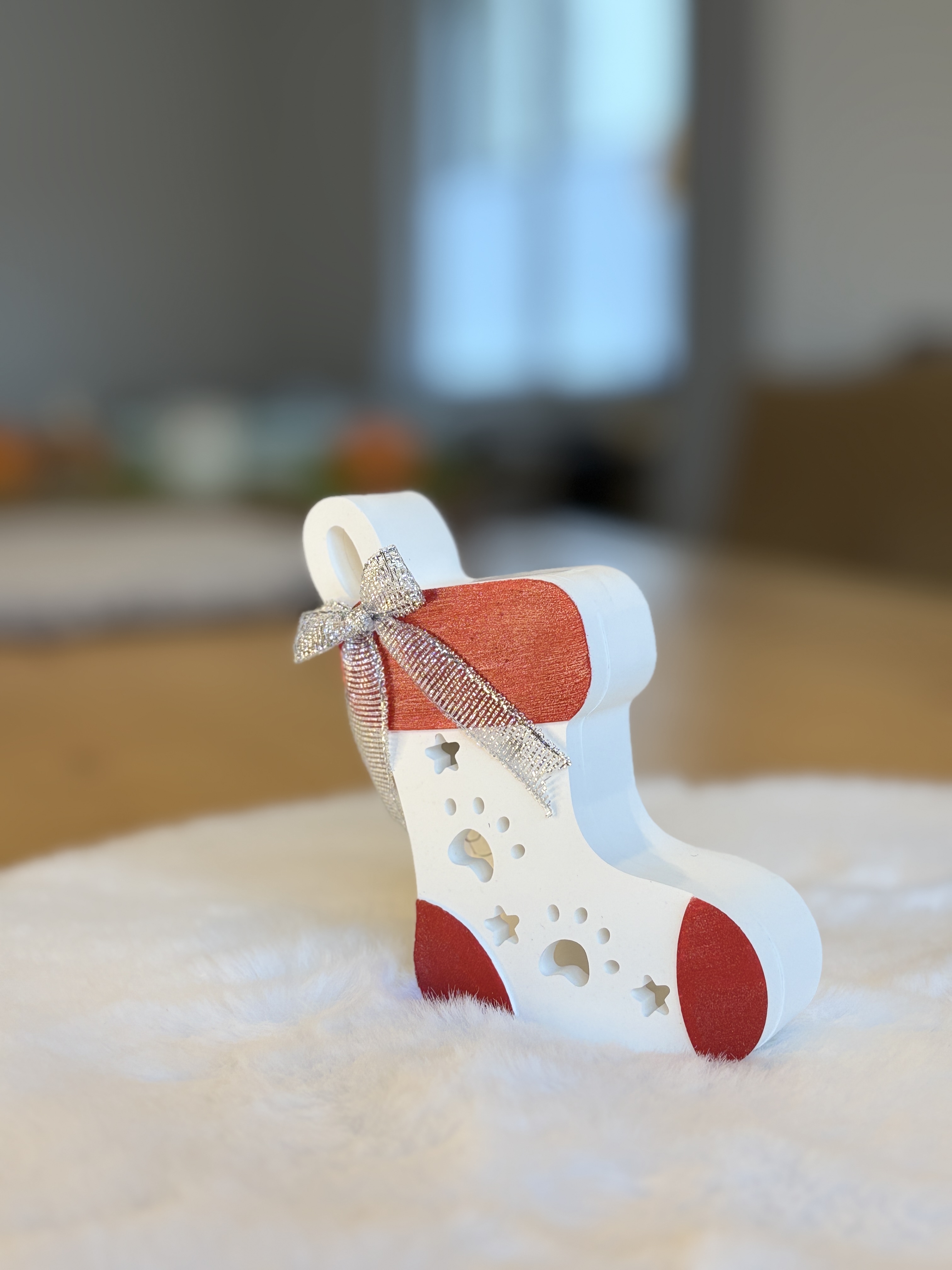 Weihnachts-Schuh mit Pfoten, bleuchtet