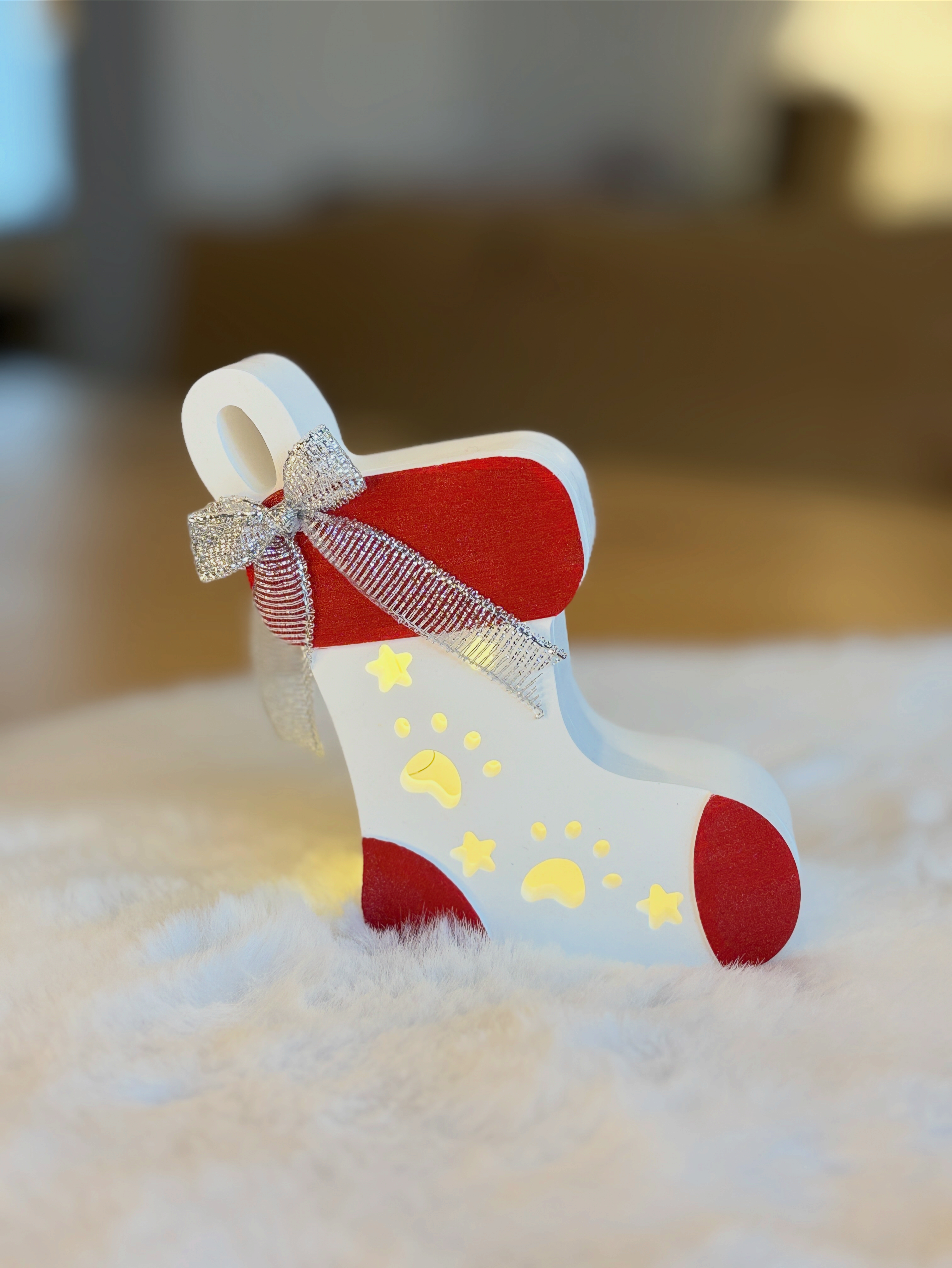 Weihnachts-Schuh mit Pfoten, bleuchtet