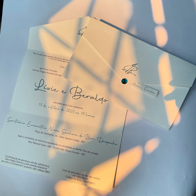 Convite Duas Dobras com Bico e Pérola