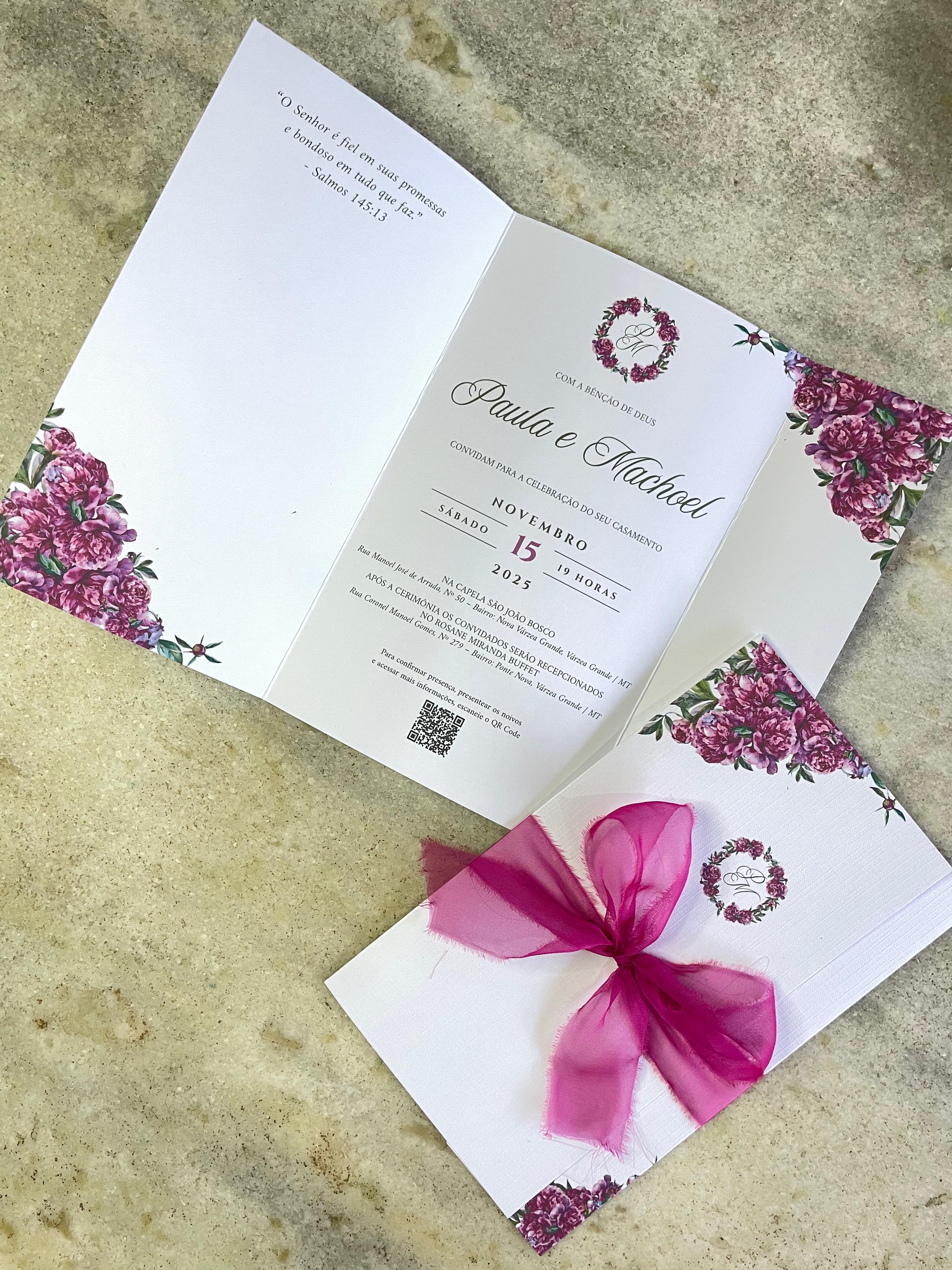 Convite Romântico Duas Dobras