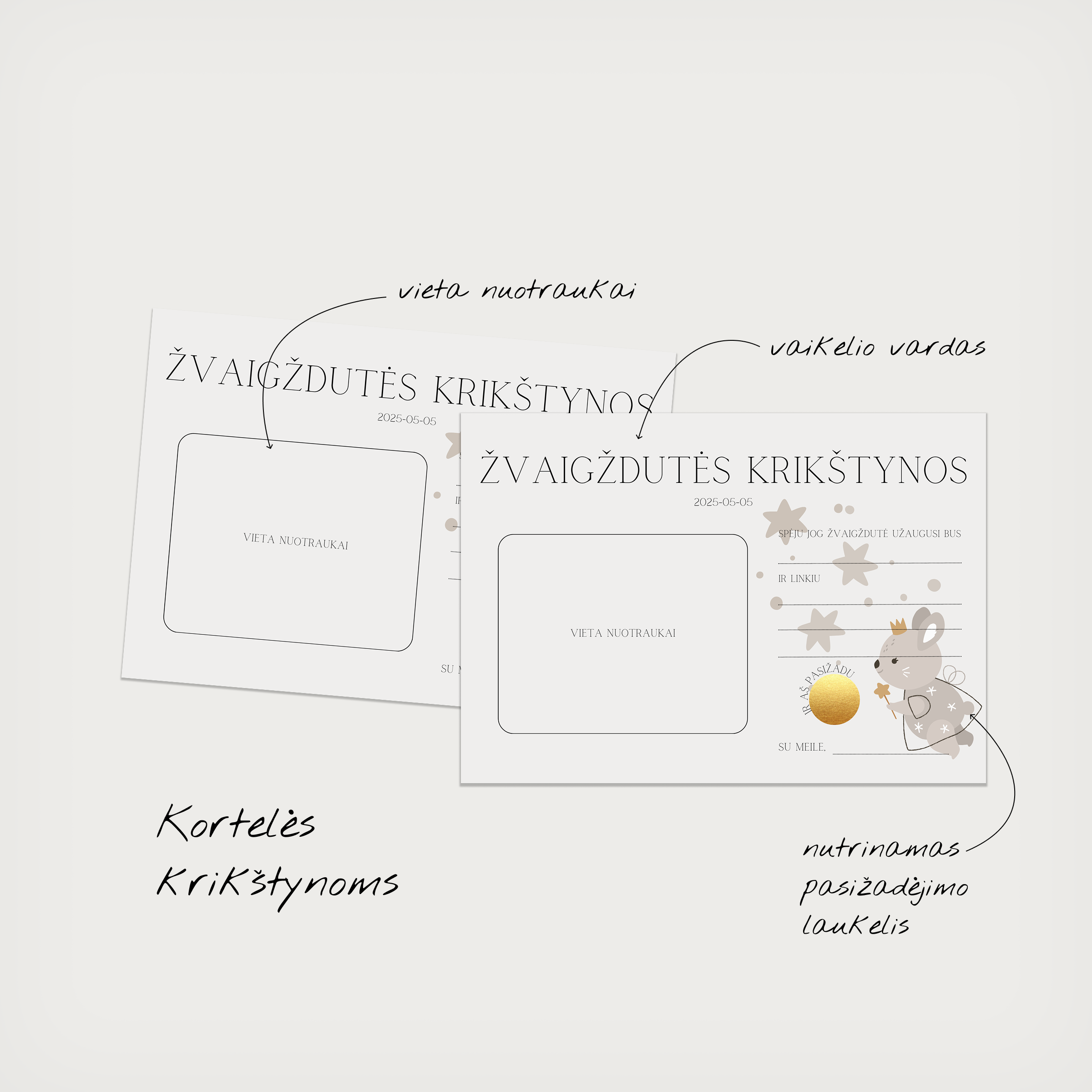 Žaidimų kortelės Krikštynoms Twinkle Magic