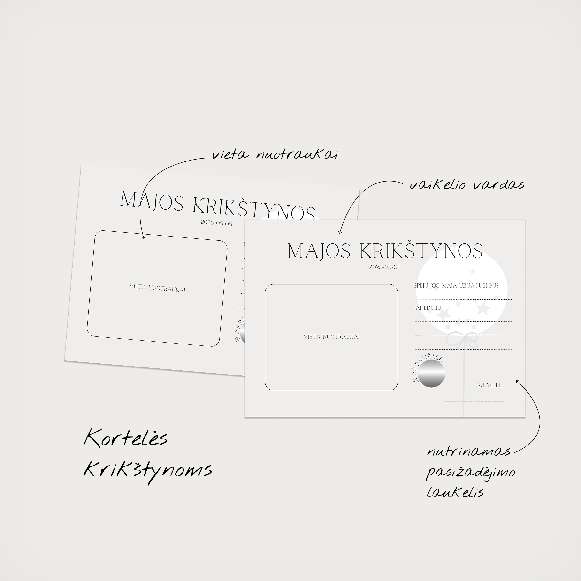 Žaidimų kortelės Krikštynoms Cosmic Balloon